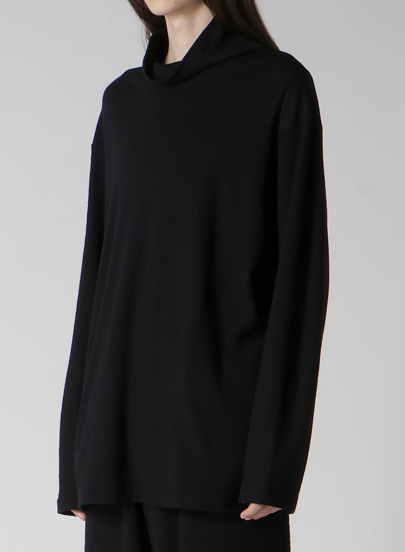 SUPER 120 WOOL SINGLE JERSEY TURTLE NECK LS TEE