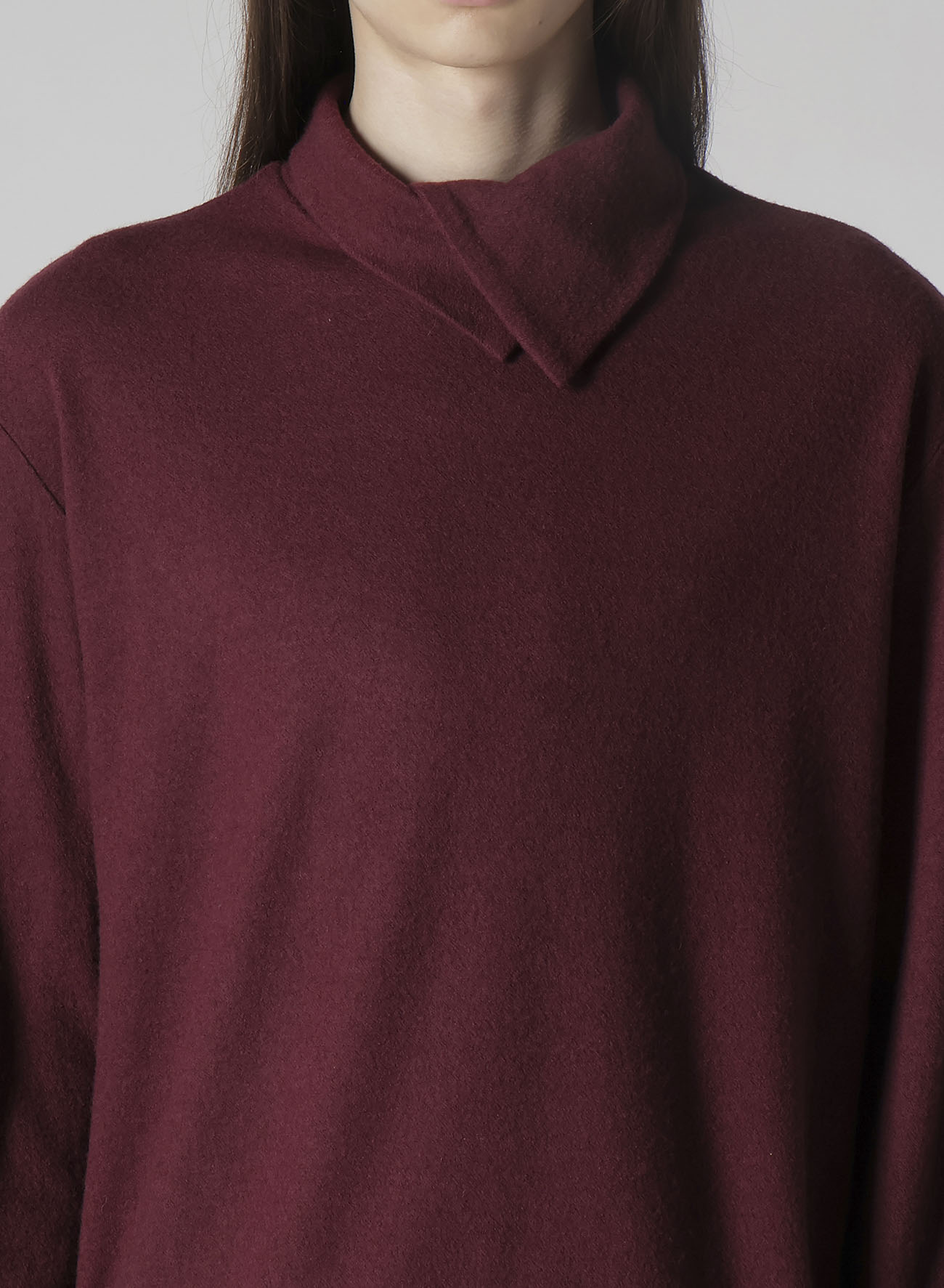 SUPER 120 WOOL SINGLE JERSEY LAYERED HIGK NECK TEE