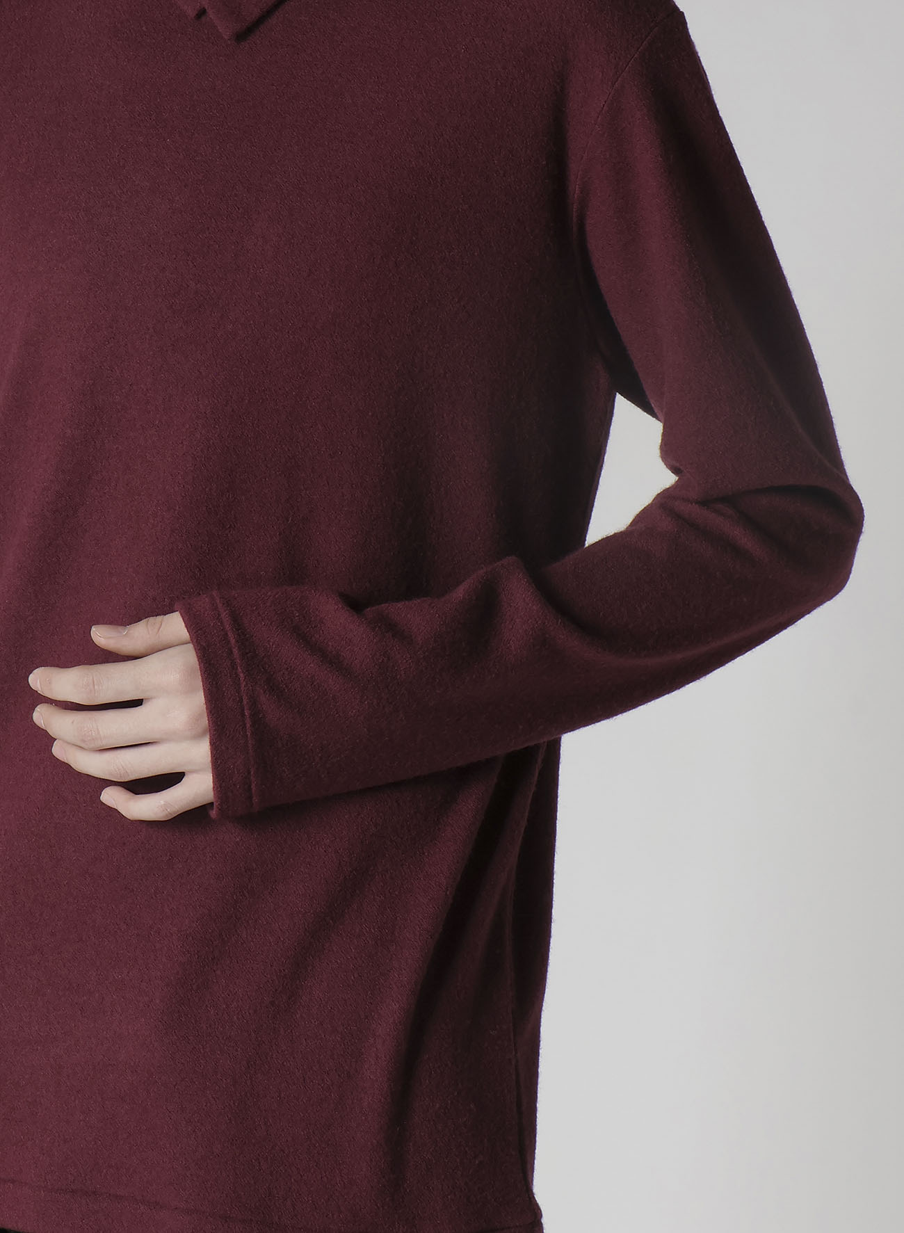 SUPER 120 WOOL SINGLE JERSEY LAYERED HIGK NECK TEE
