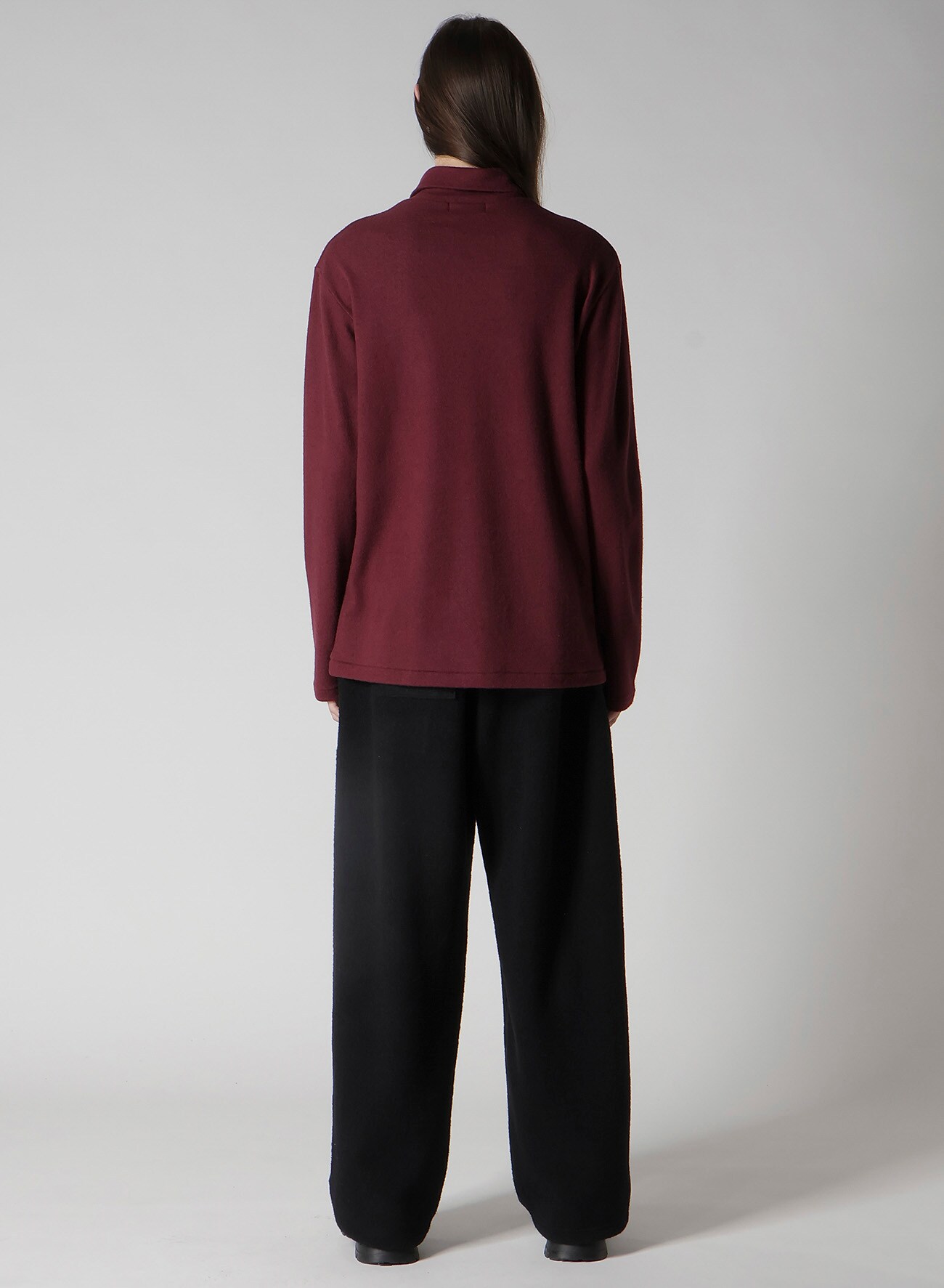 SUPER 120 WOOL SINGLE JERSEY LAYERED HIGK NECK TEE