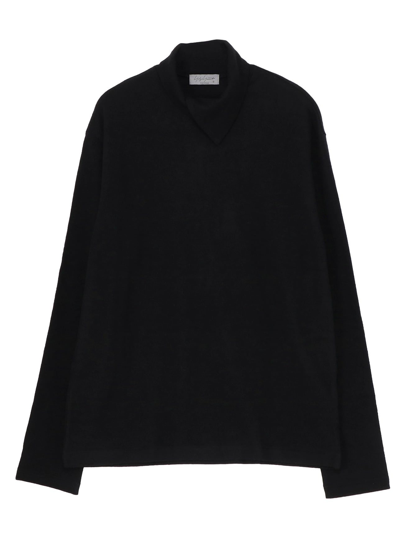SUPER 120 WOOL SINGLE JERSEY LAYERED HIGK NECK TEE