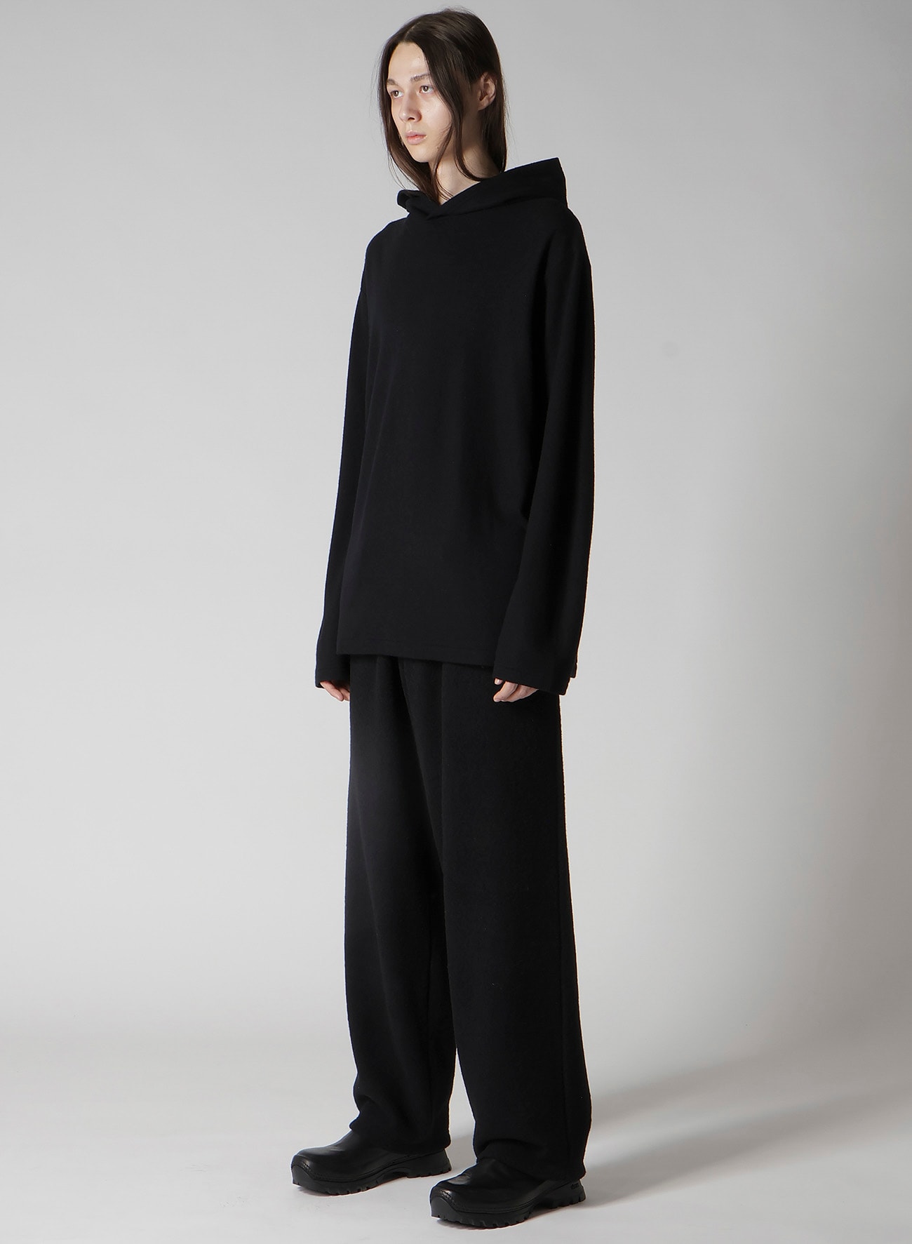 SUPER 120 WOOL SINGLE JERSEY HOODED LS TEE