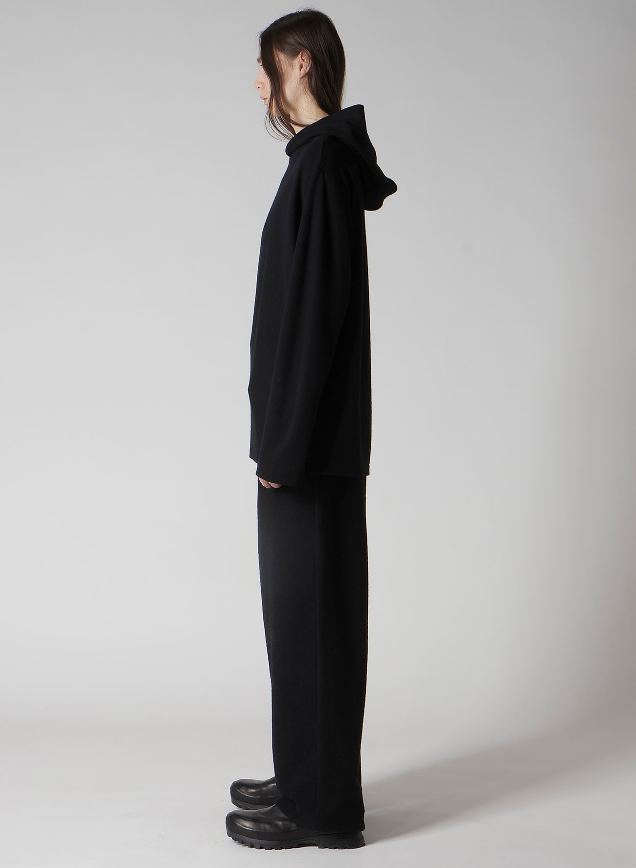 SUPER 120 WOOL SINGLE JERSEY HOODED LS TEE