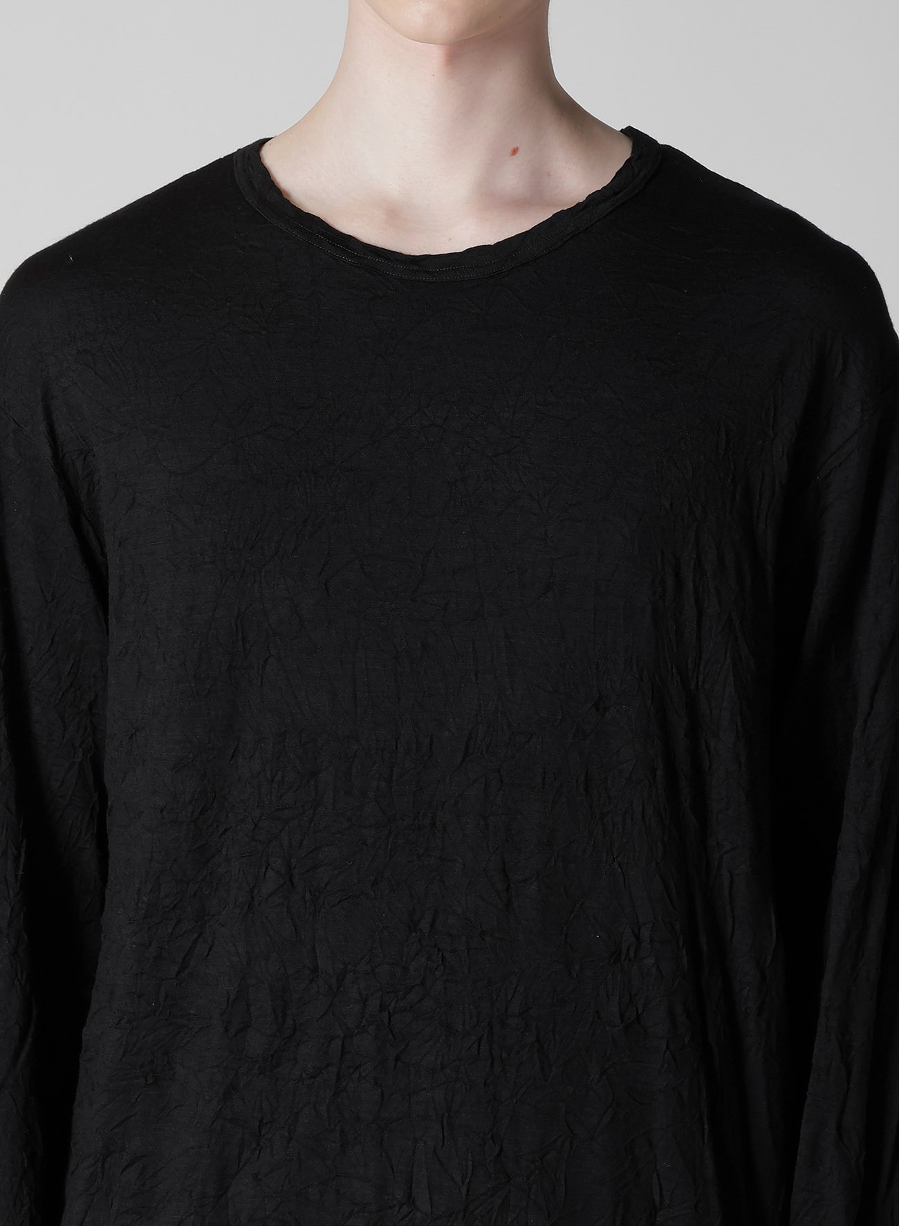 WASHABLE WOOL JERSEY ROUND NECK LONG SLV T