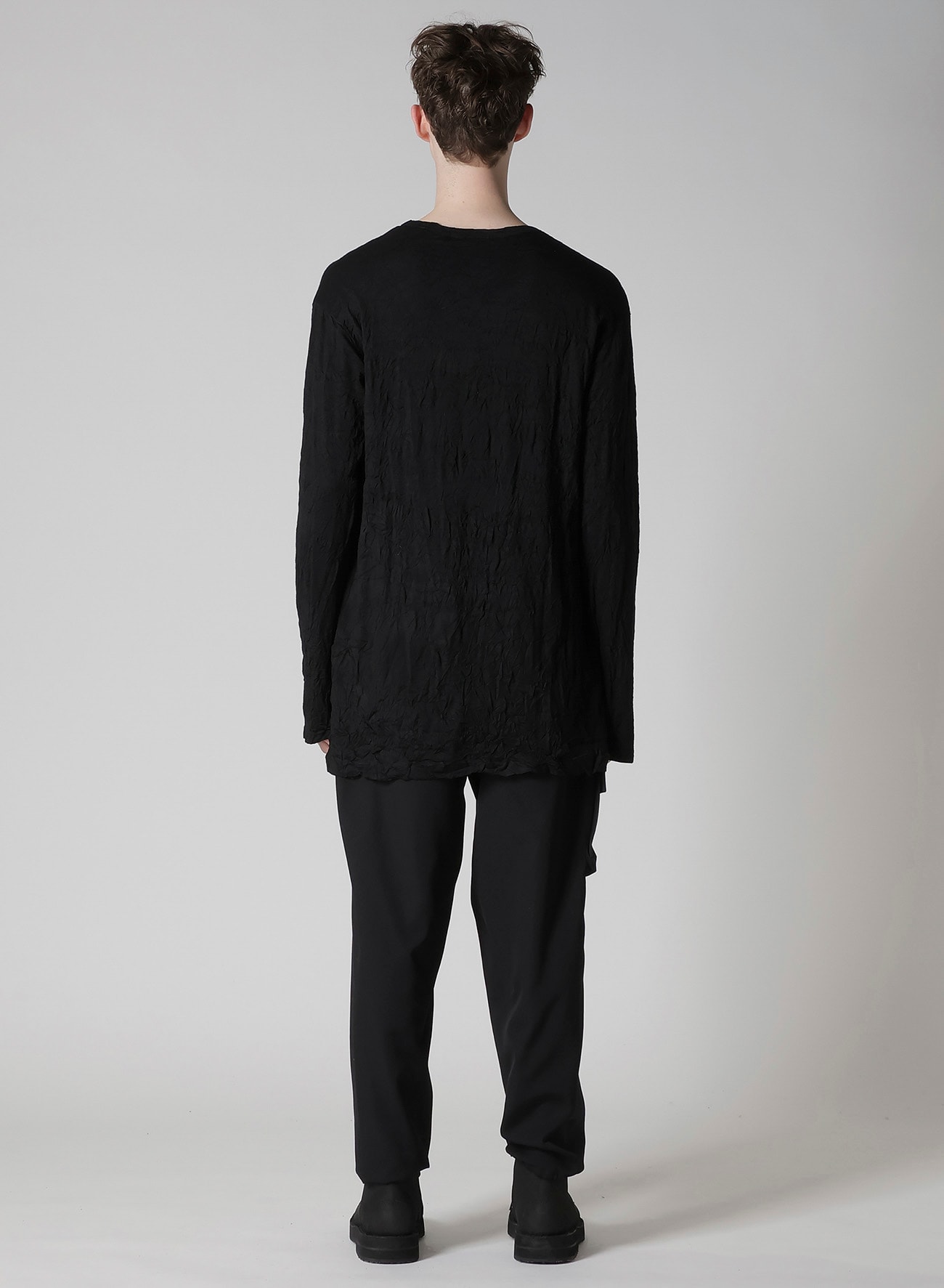 WASHABLE WOOL JERSEY ROUND NECK LONG SLV T