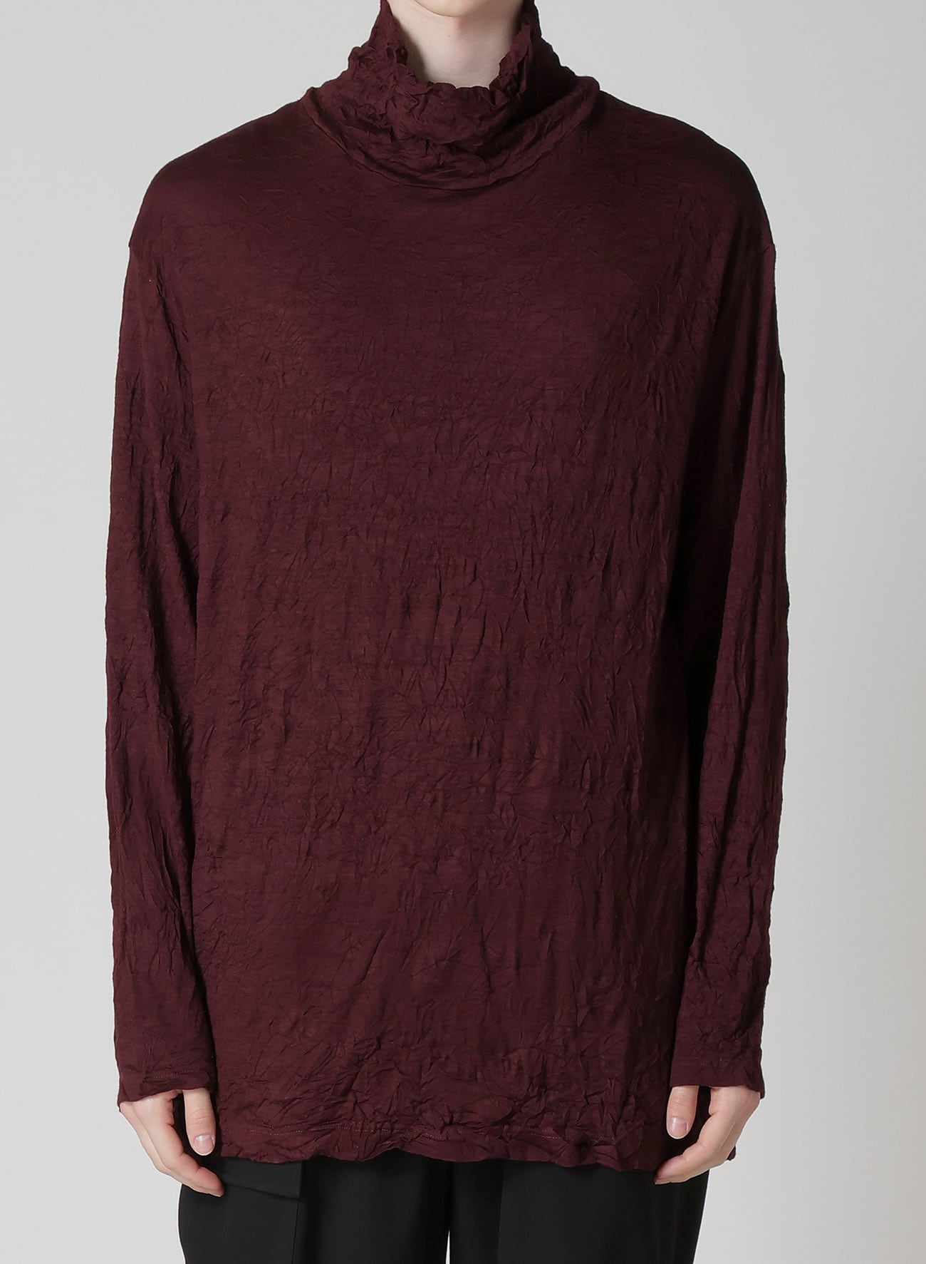 WASHABLE WOOL JERSEY TURTLE NECK LONG SLV T