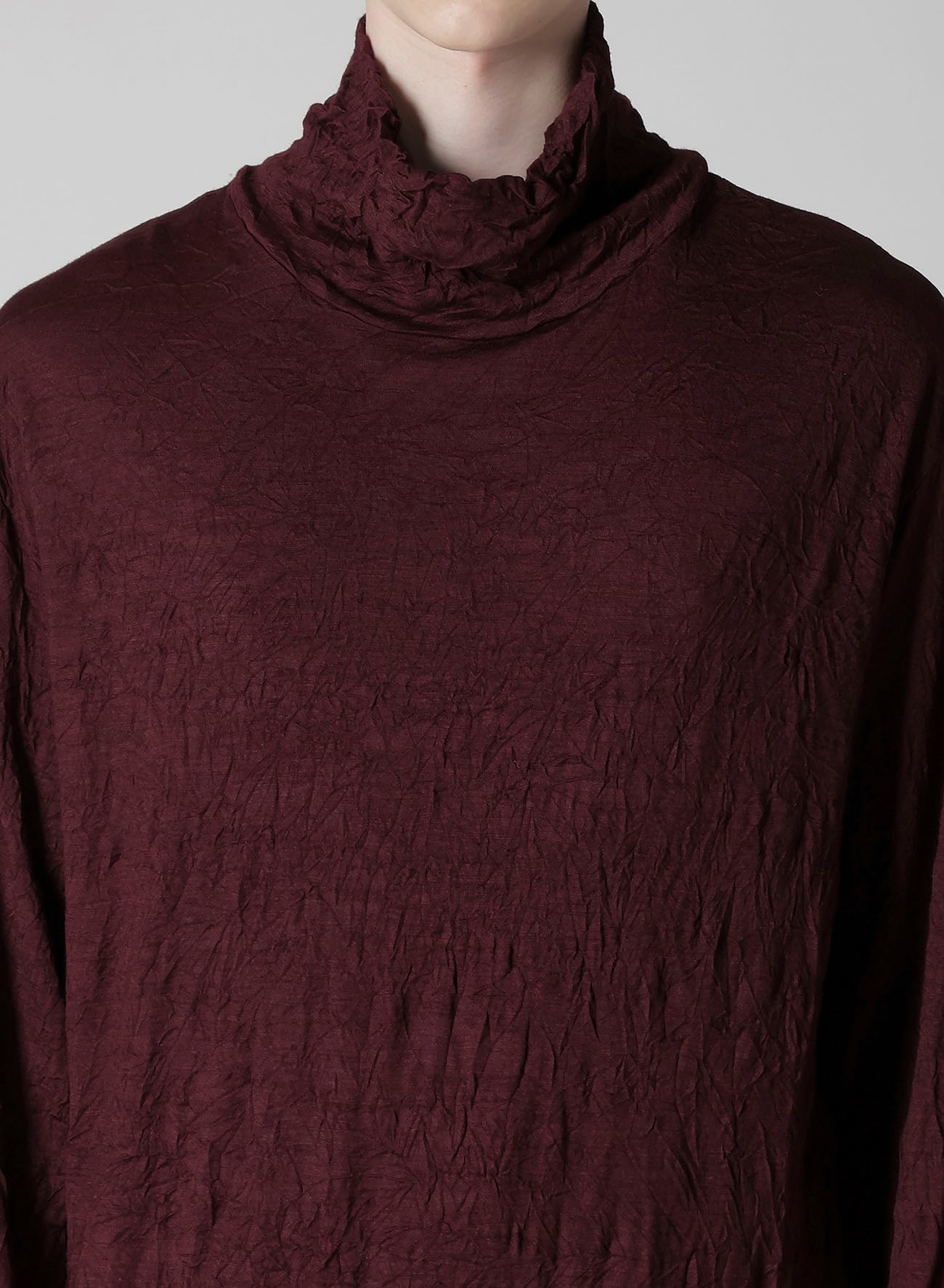 WASHABLE WOOL JERSEY TURTLE NECK LONG SLV T