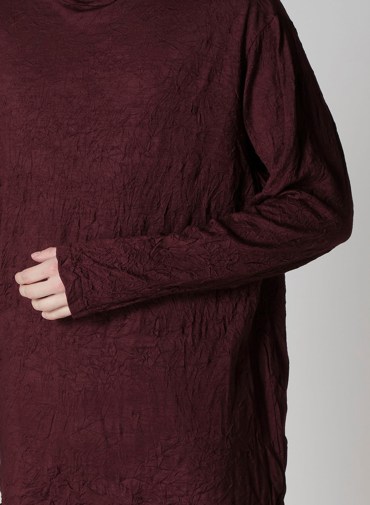 WASHABLE WOOL JERSEY TURTLE NECK LONG SLV T
