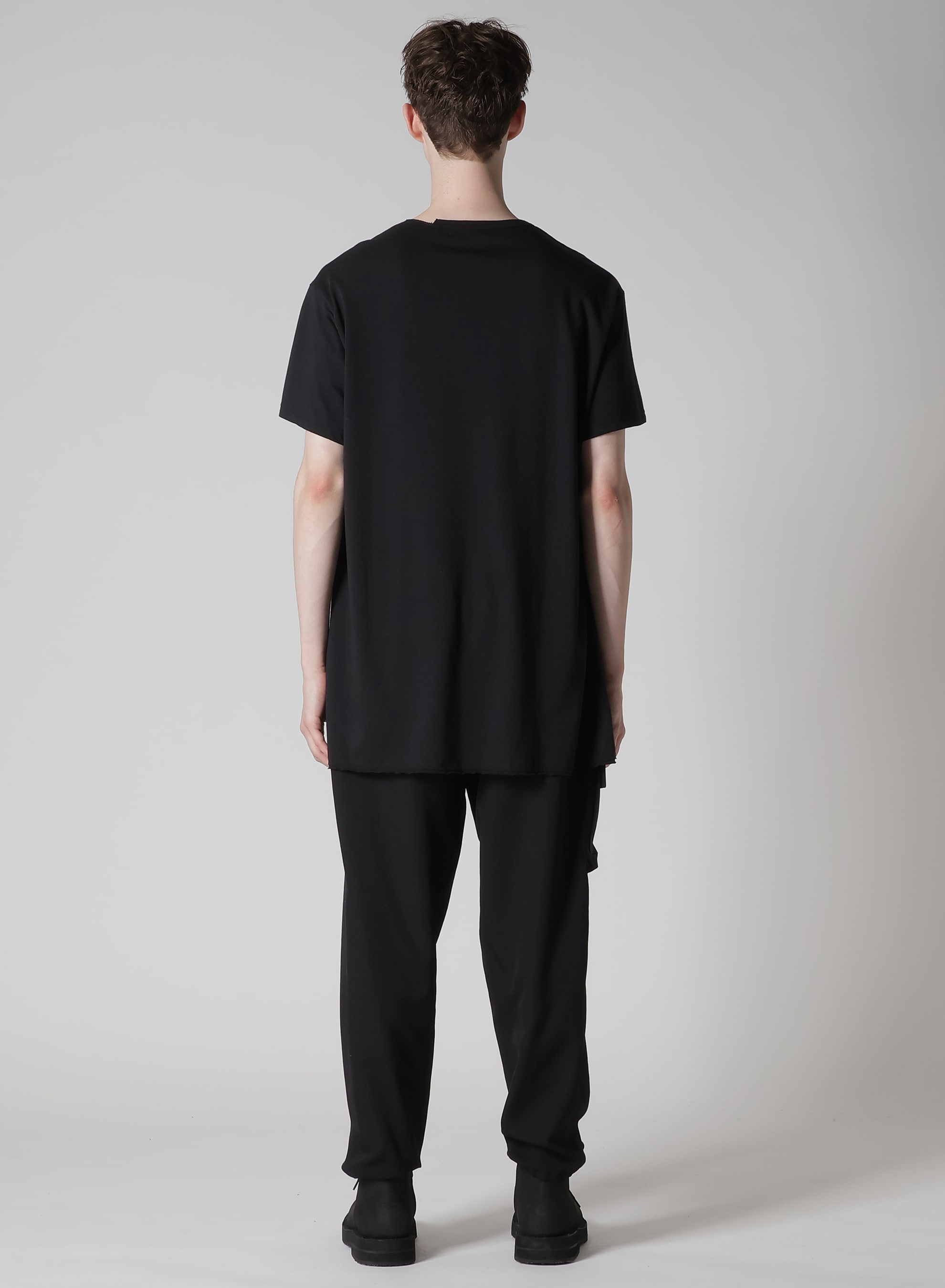 WOOL MIX SINGLE JERSEY SLIT ROUND NECK T