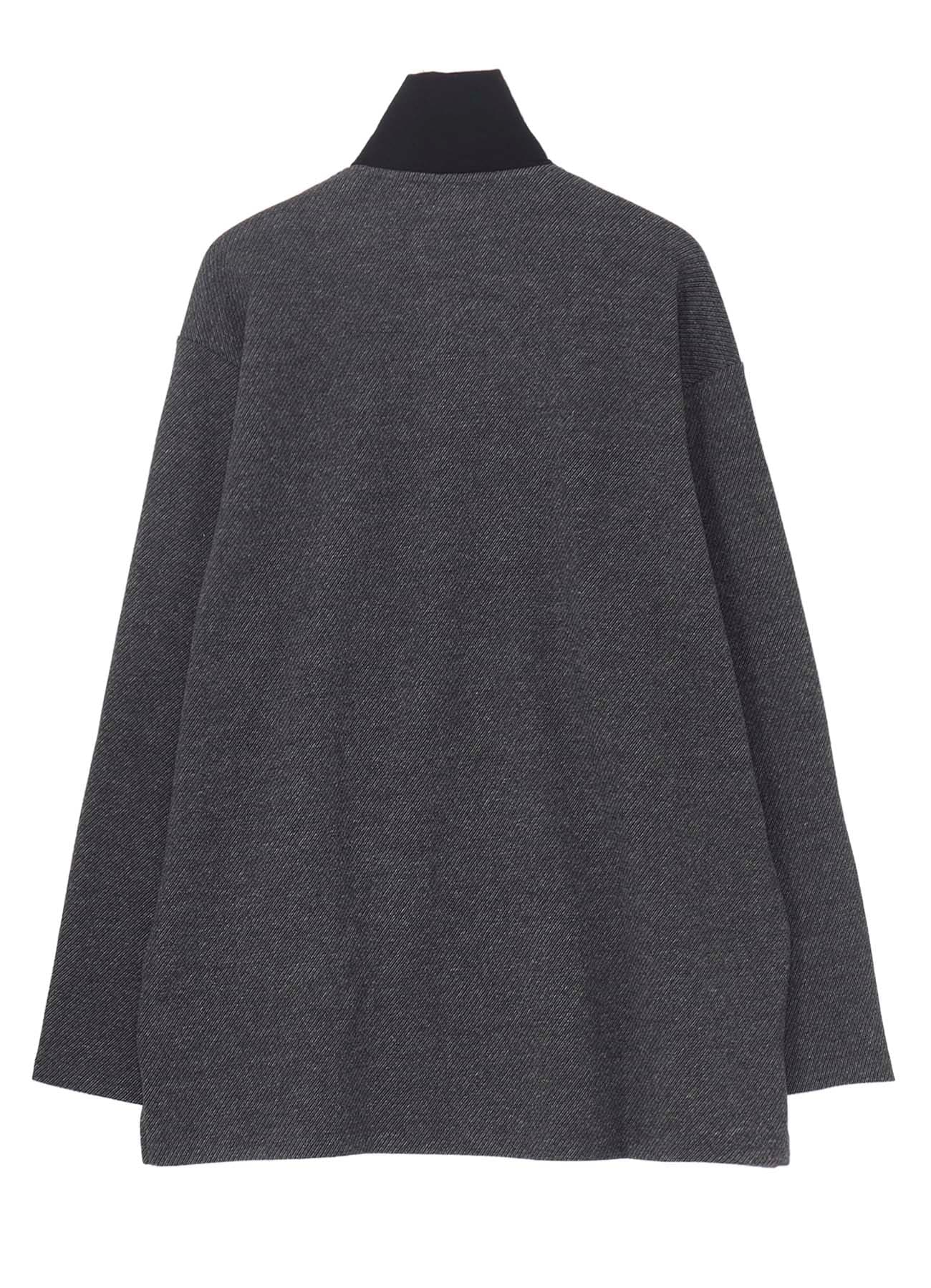 C/W TWILL JERSEY PADDED COLLAR HALF ZIP LONG BLOUSE