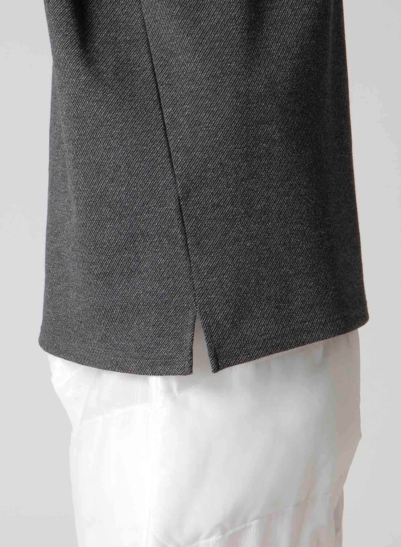 C/W TWILL JERSEY PADDED COLLAR HALF ZIP LONG BLOUSE