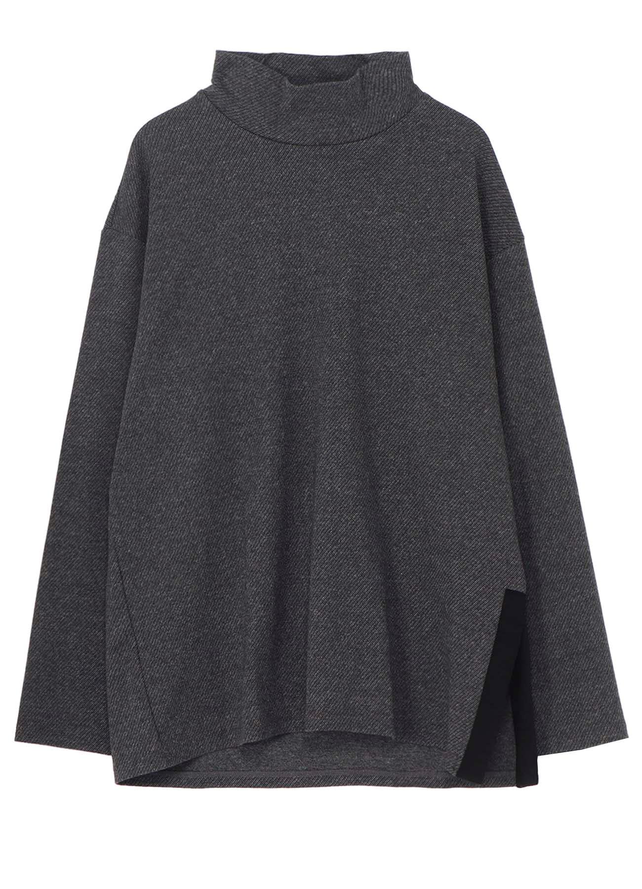 COTTON WOOL TWILL JERSEY SIDE SLIT PADDED HIGH NECK PO