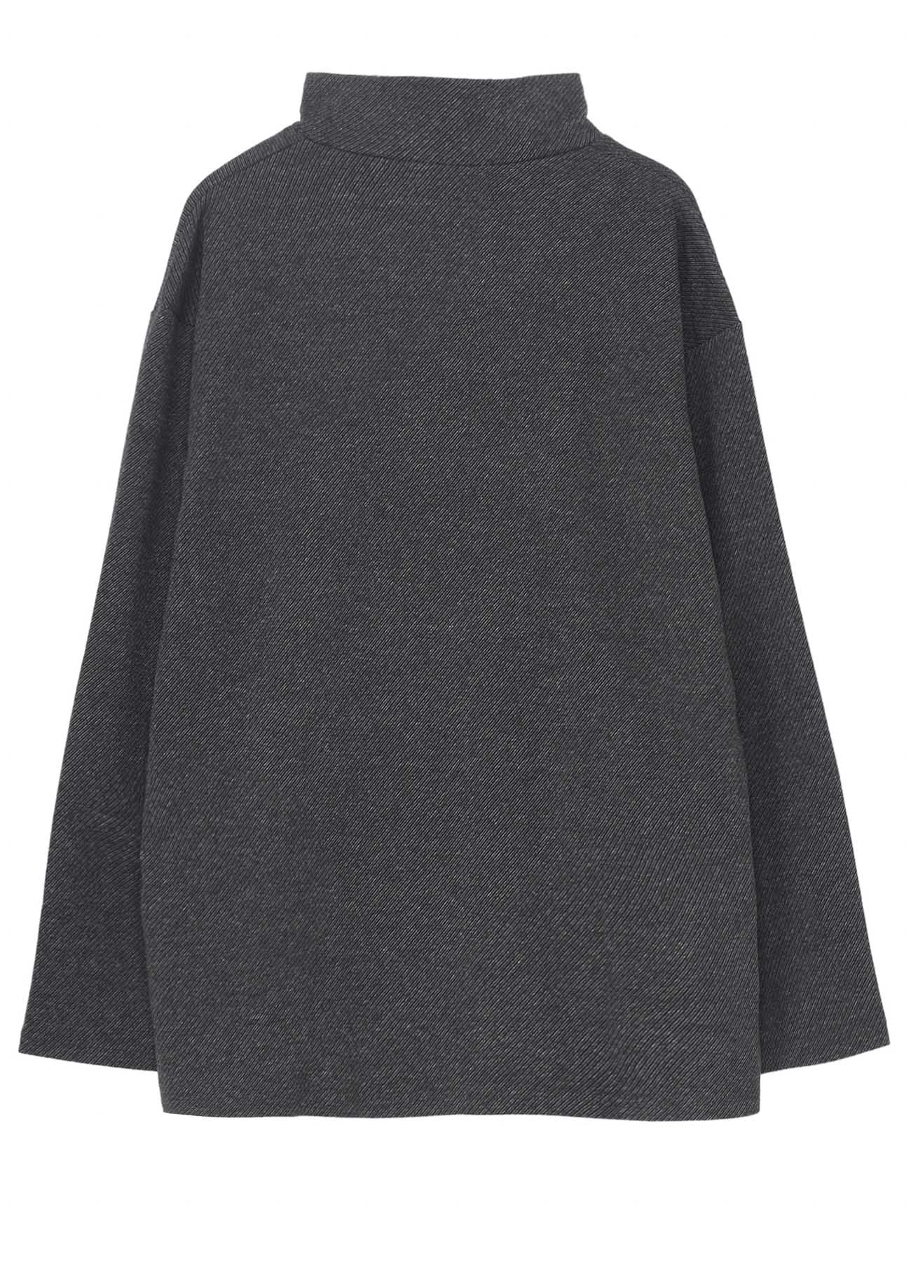 COTTON WOOL TWILL JERSEY SIDE SLIT PADDED HIGH NECK PO