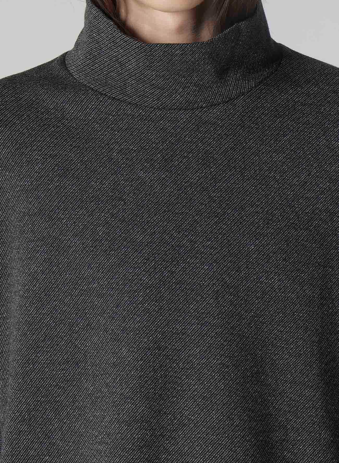 COTTON WOOL TWILL JERSEY SIDE SLIT PADDED HIGH NECK PO