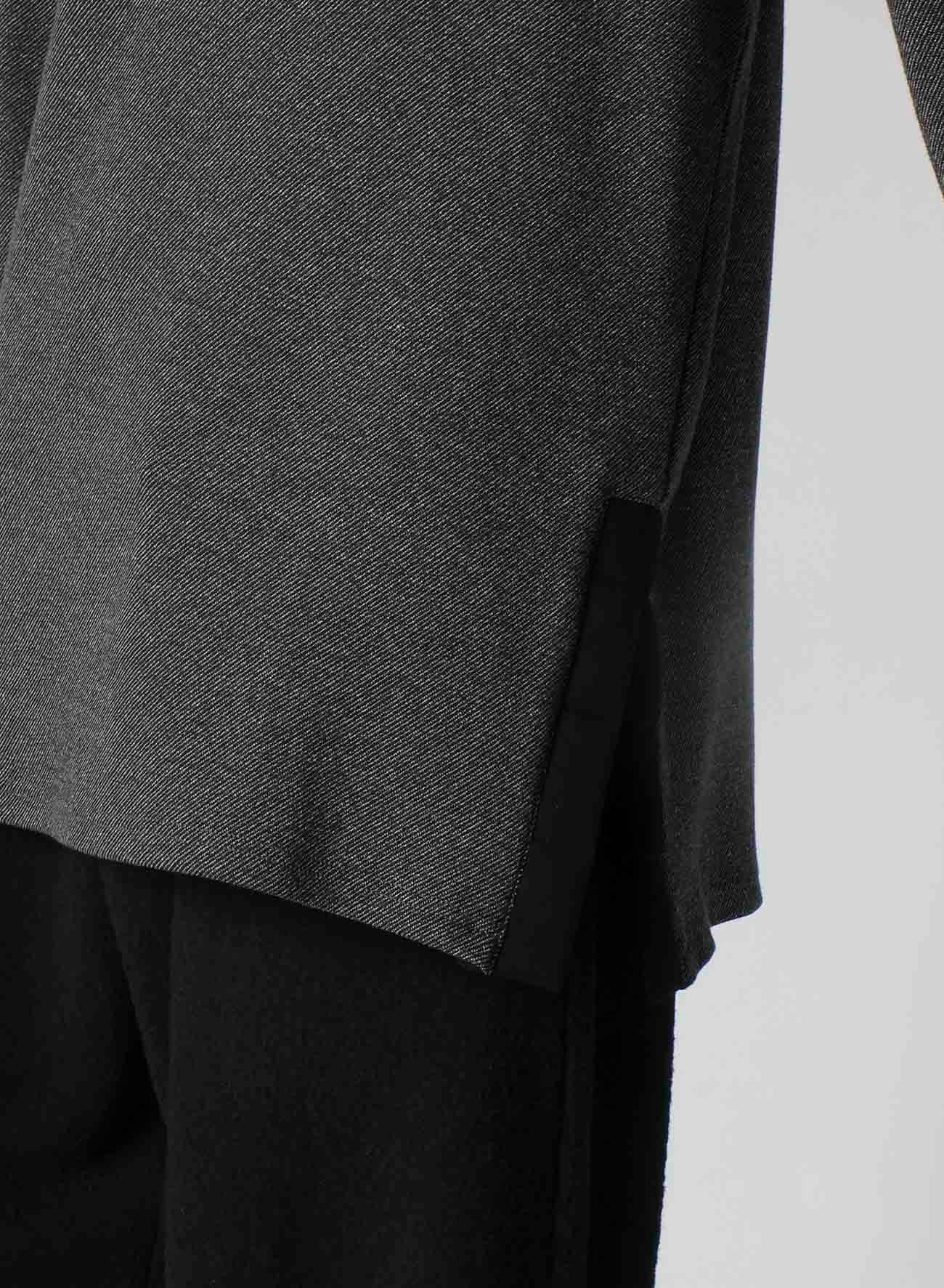 COTTON WOOL TWILL JERSEY SIDE SLIT PADDED HIGH NECK PO
