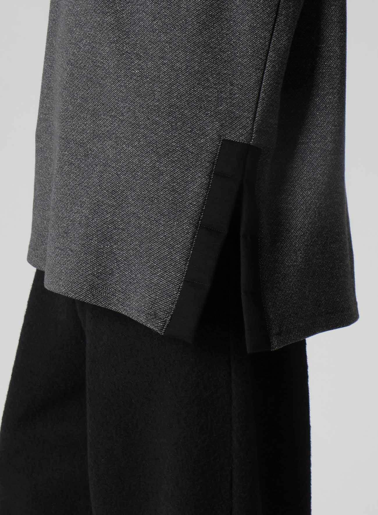 COTTON WOOL TWILL JERSEY SIDE SLIT PADDED HIGH NECK PO