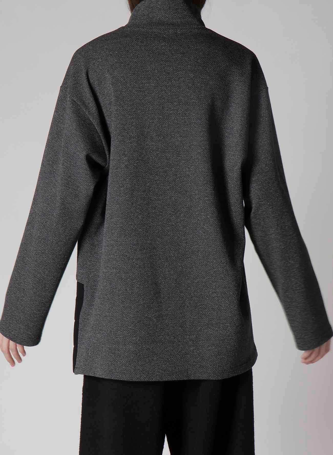 COTTON WOOL TWILL JERSEY SIDE SLIT PADDED HIGH NECK PO