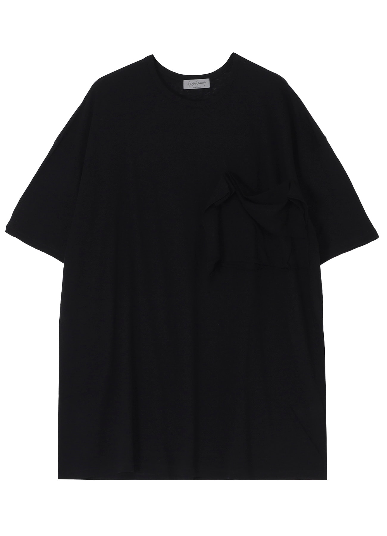 COTTON SILK NOIR GAUZE JERSEY POCKET DETAIL SHORT SLV T