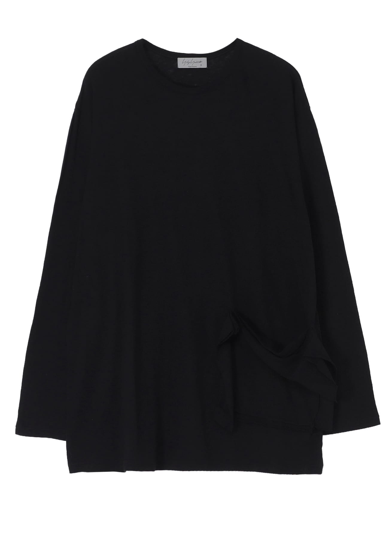COTTON SILK NOIR GAUZE JERSEY POCKET DETAIL LONG SLV T