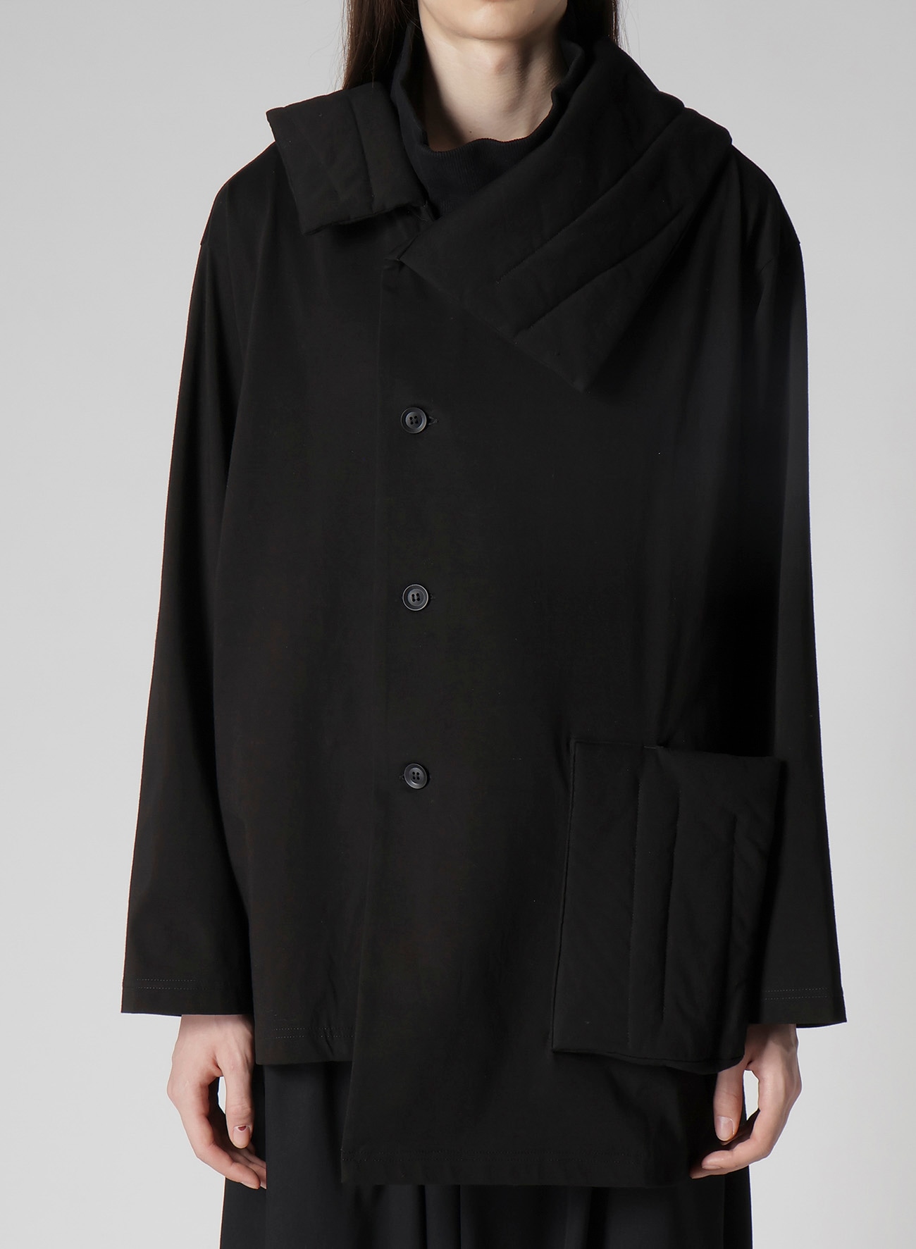 30/-HIGH D COTTON JERSEY DESIGNED COLLAR PADDED COAT