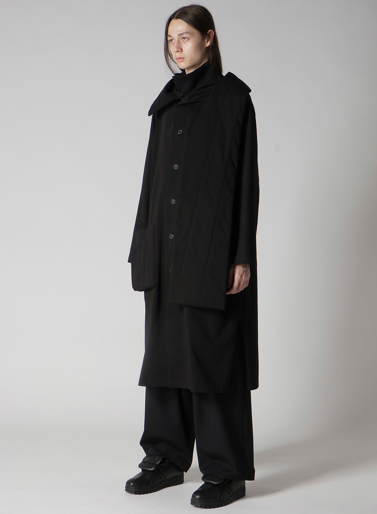 30/-HIGH D COTTON JERSEY PADDED LONG COAT
