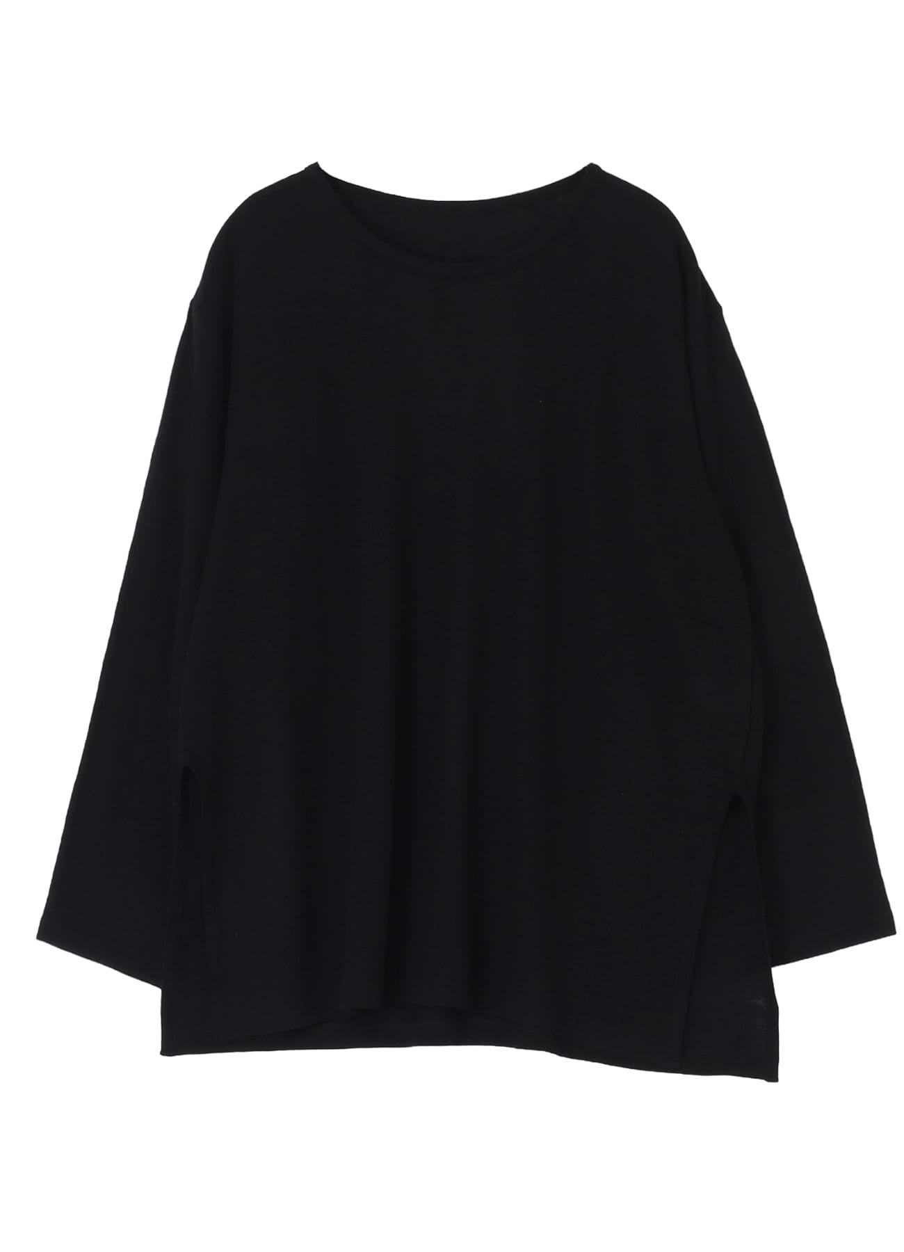 MILLING WOOL SIDE SLIT ROUND NECK LONG SLV T(FREE SIZE Black