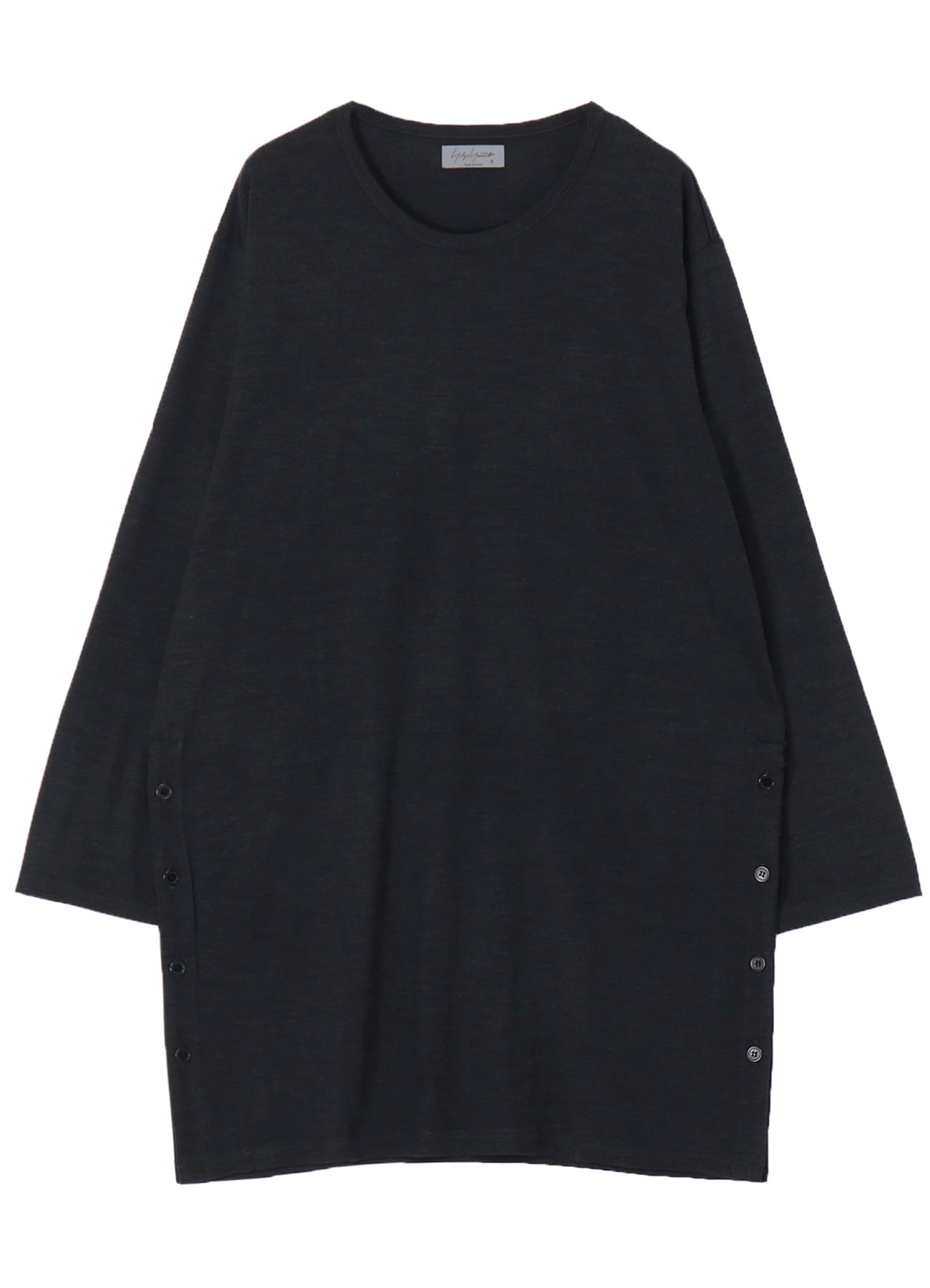 WOOL SINGLE JERSEY SIDE SLIT BUTTON DETAIL T