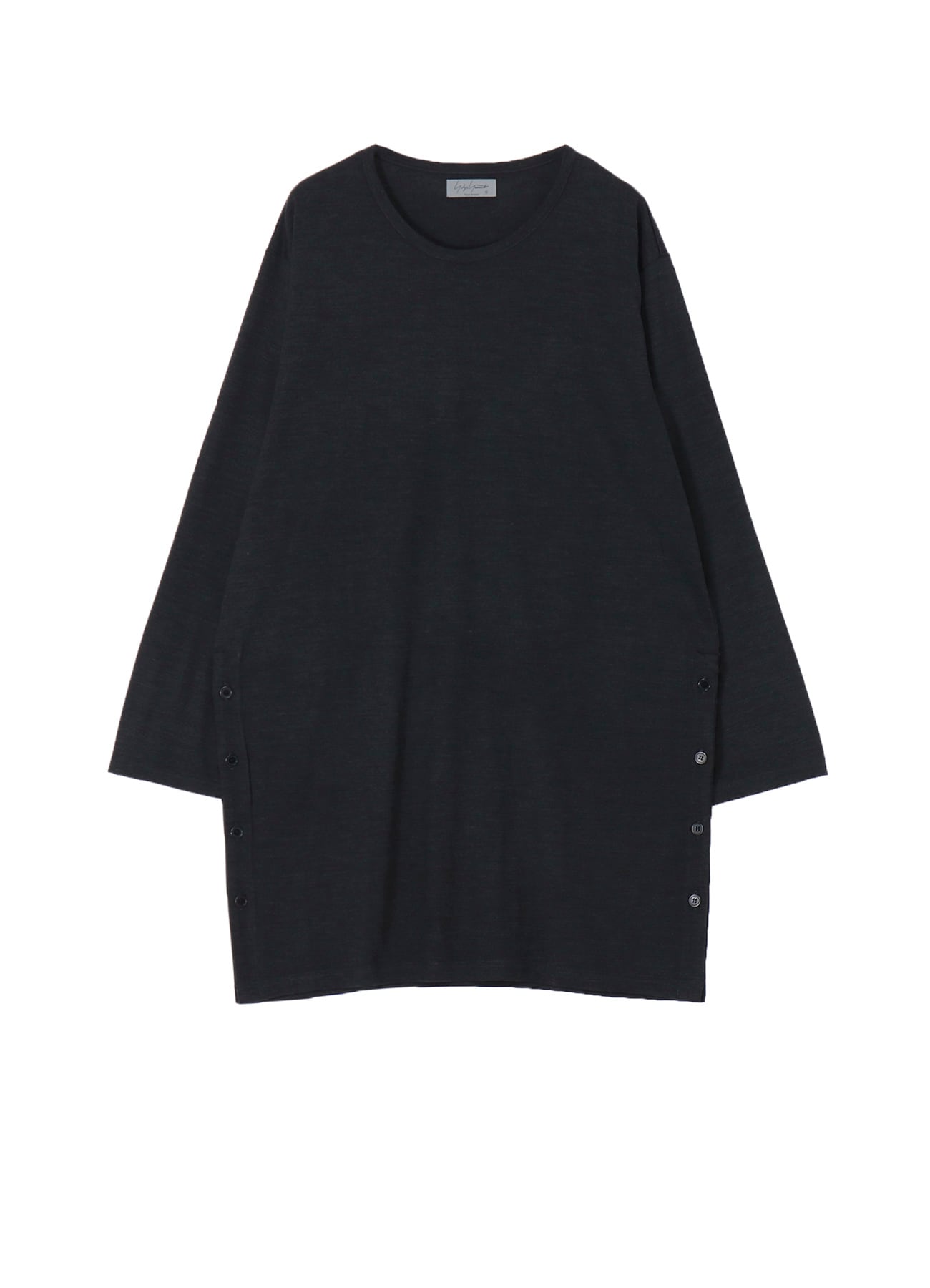 WOOL SINGLE JERSEY SIDE SLIT BUTTON DETAIL T