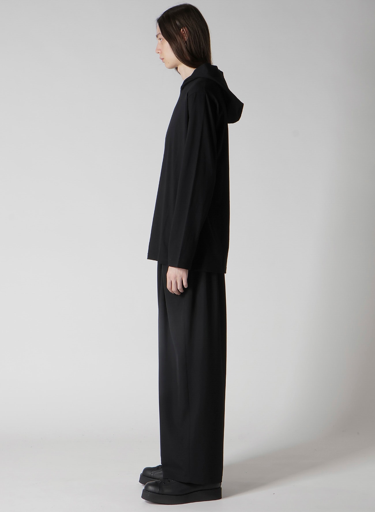 30/- PLAIN STITCH HOOD SIGNATURE PRINT HOODIE(M Black): Yohji