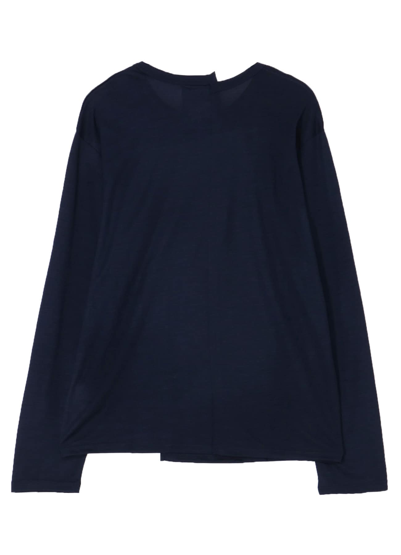 WOOL SINGLE JERSEY PANELED ROUND NECK LONG SLV T