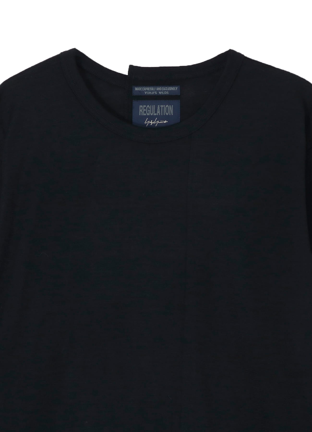 WOOL SINGLE JERSEY PANELED ROUND NECK LONG SLV T