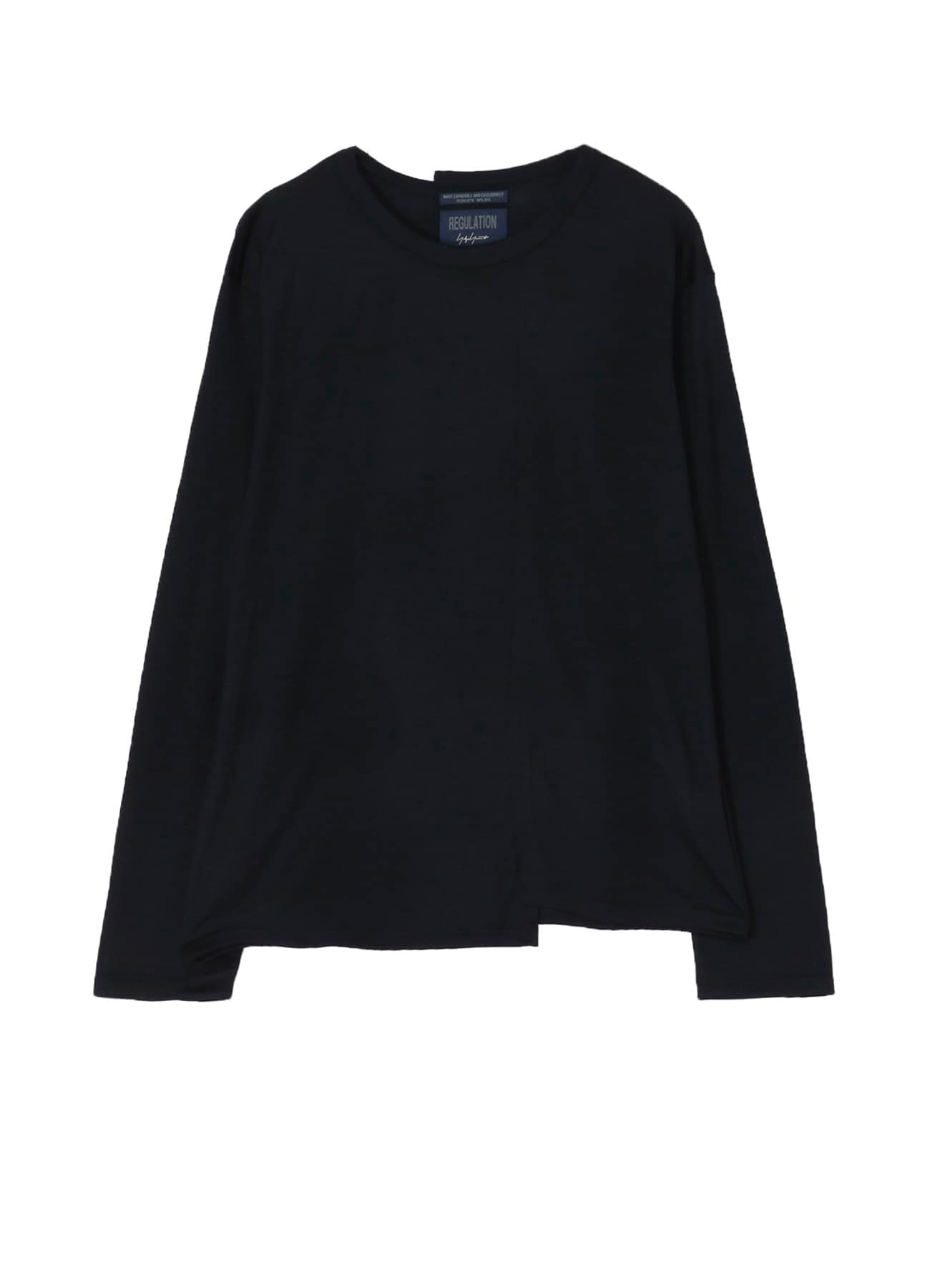 WOOL SINGLE JERSEY PANELED ROUND NECK LONG SLV T