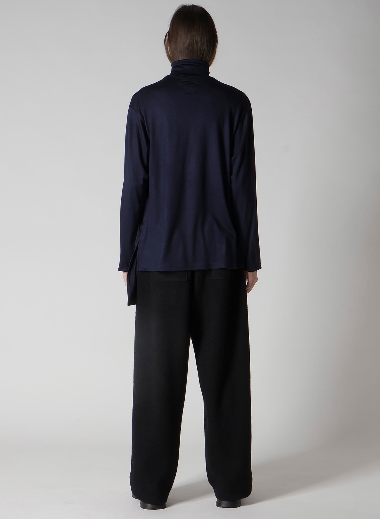 WOOL SINGLE JERSEY PANELED TURTLE NECK PO