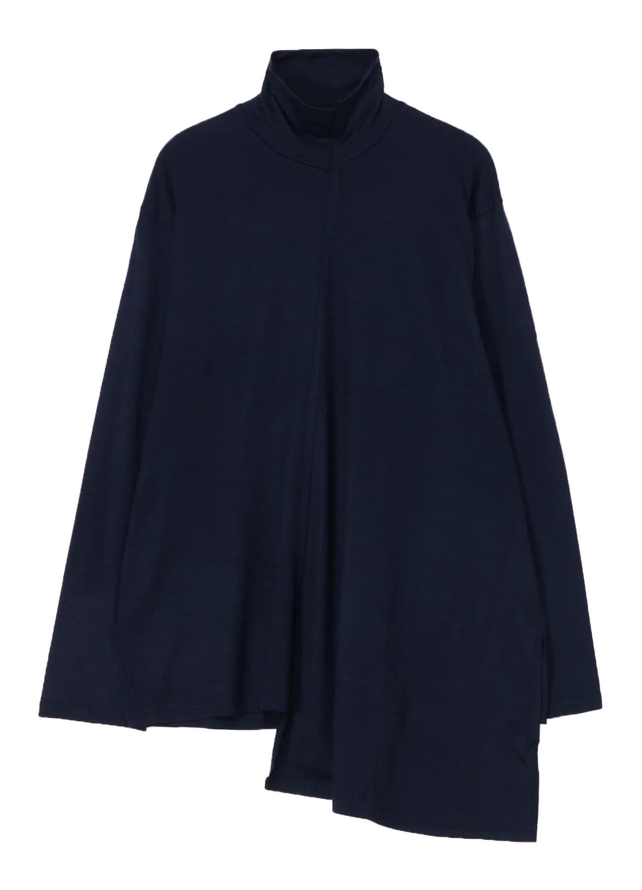 WOOL SINGLE JERSEY PANELED TURTLE NECK PO