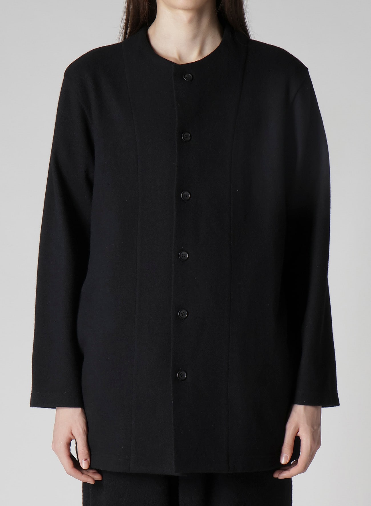 WOOLLEN JERSEY ROUND NECK JACKET