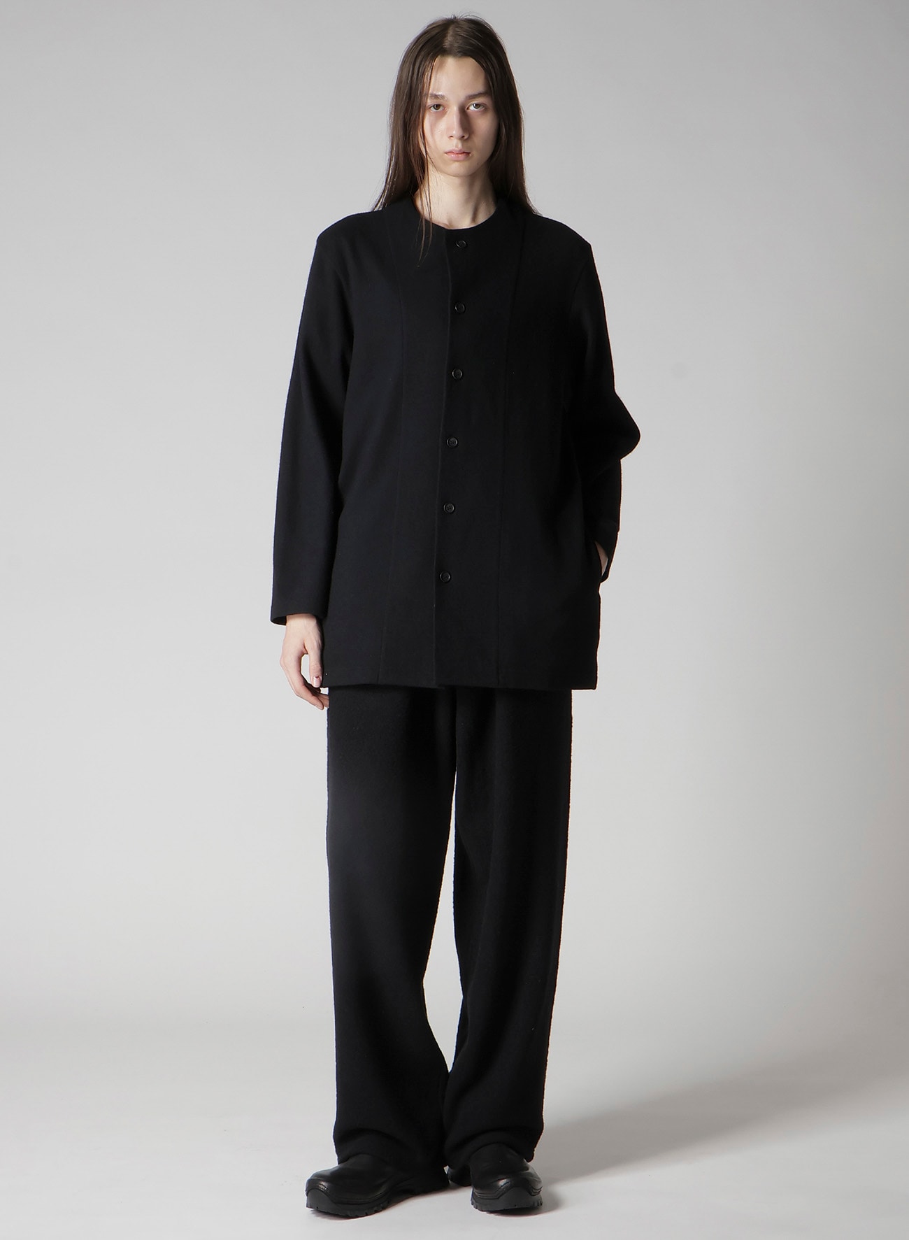 WOOLLEN JERSEY ROUND NECK JACKET