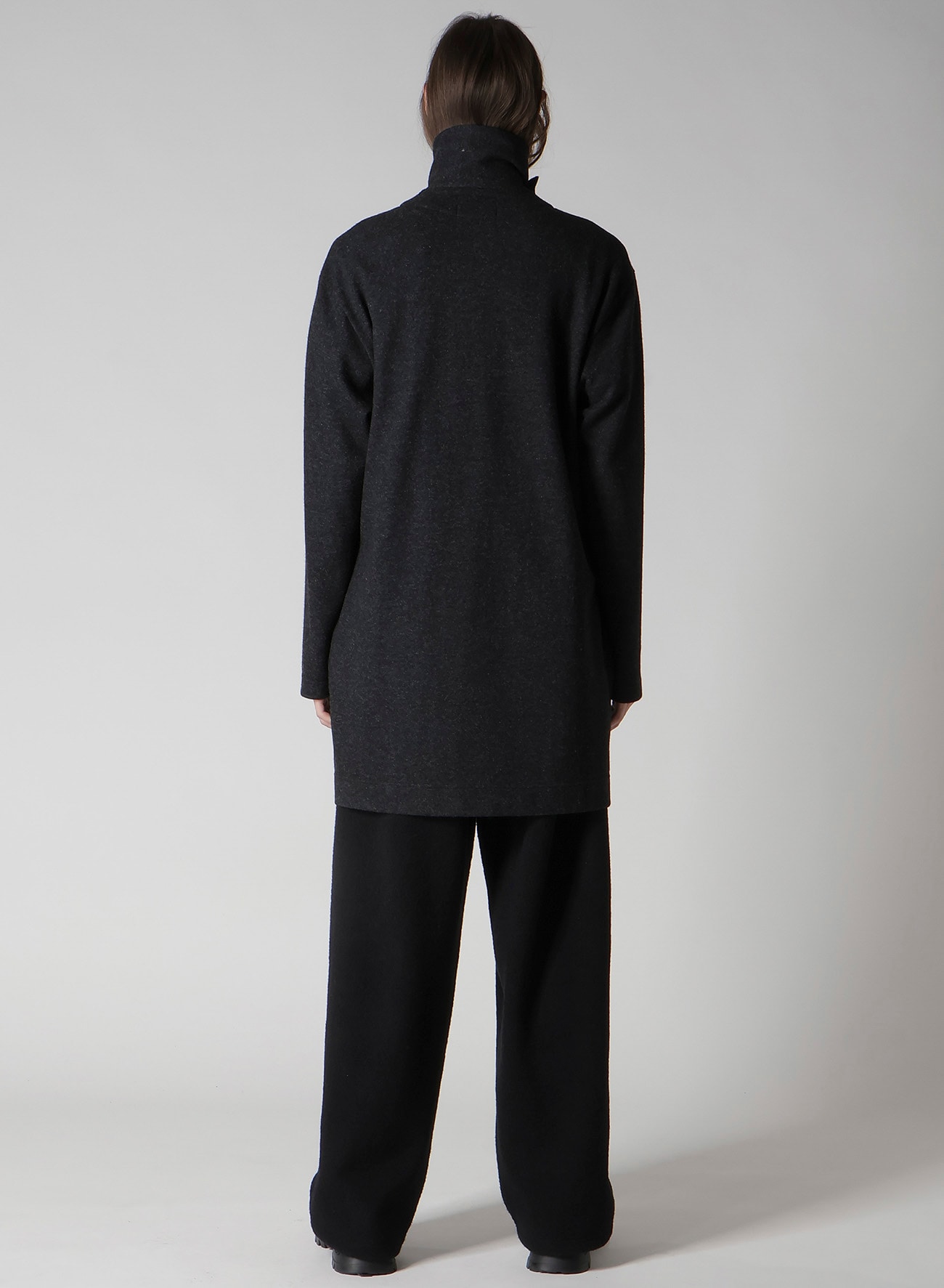 WOOLLEN JERSEY HIGH NECK LONG COAT