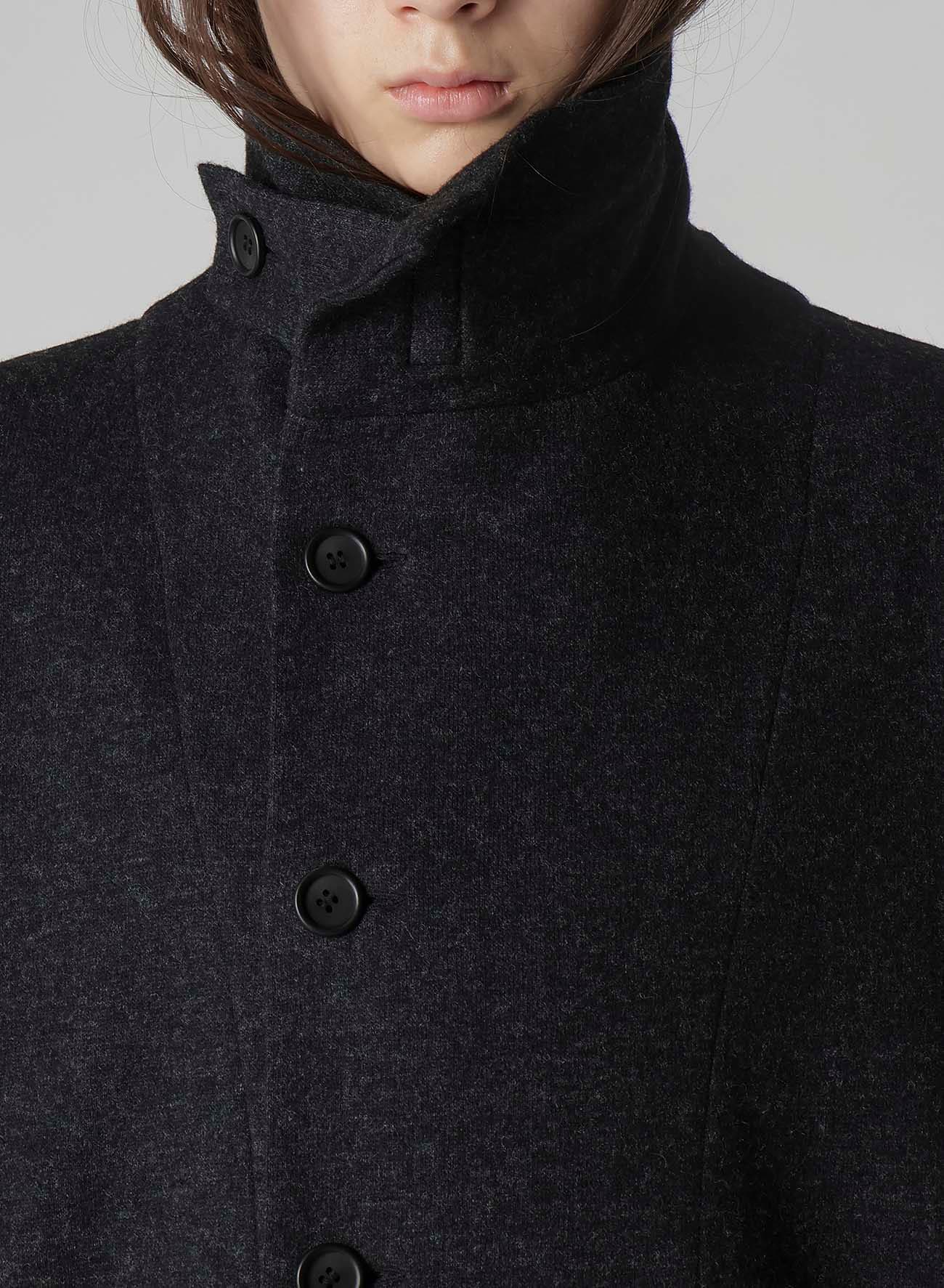 WOOLLEN JERSEY HIGH NECK LONG COAT
