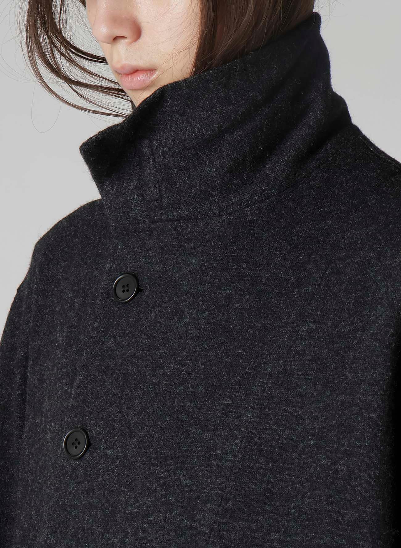 WOOLLEN JERSEY HIGH NECK LONG COAT