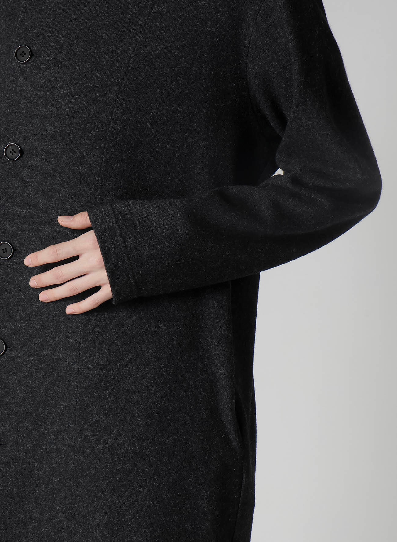 WOOLLEN JERSEY HIGH NECK LONG COAT