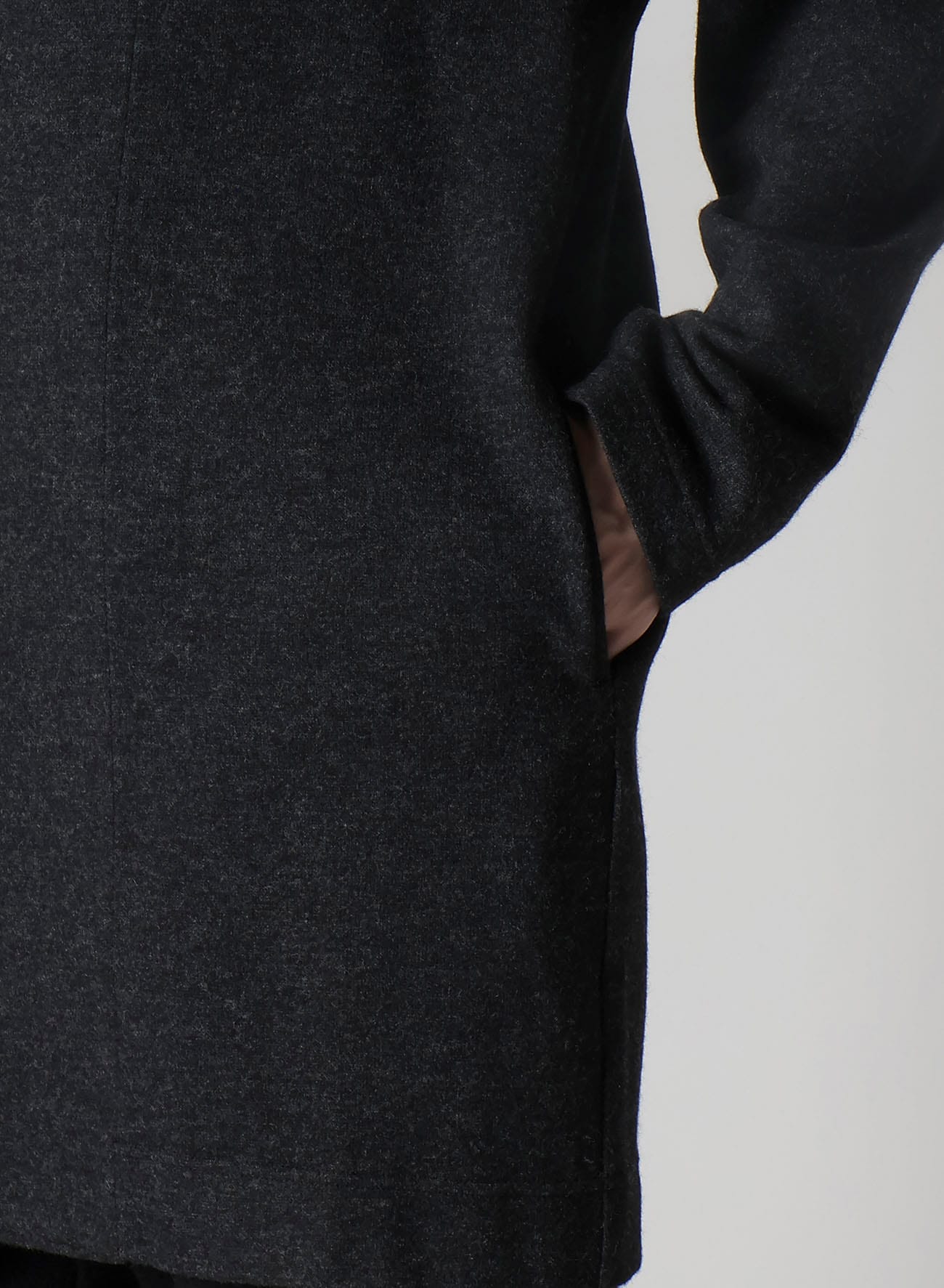 WOOLLEN JERSEY HIGH NECK LONG COAT