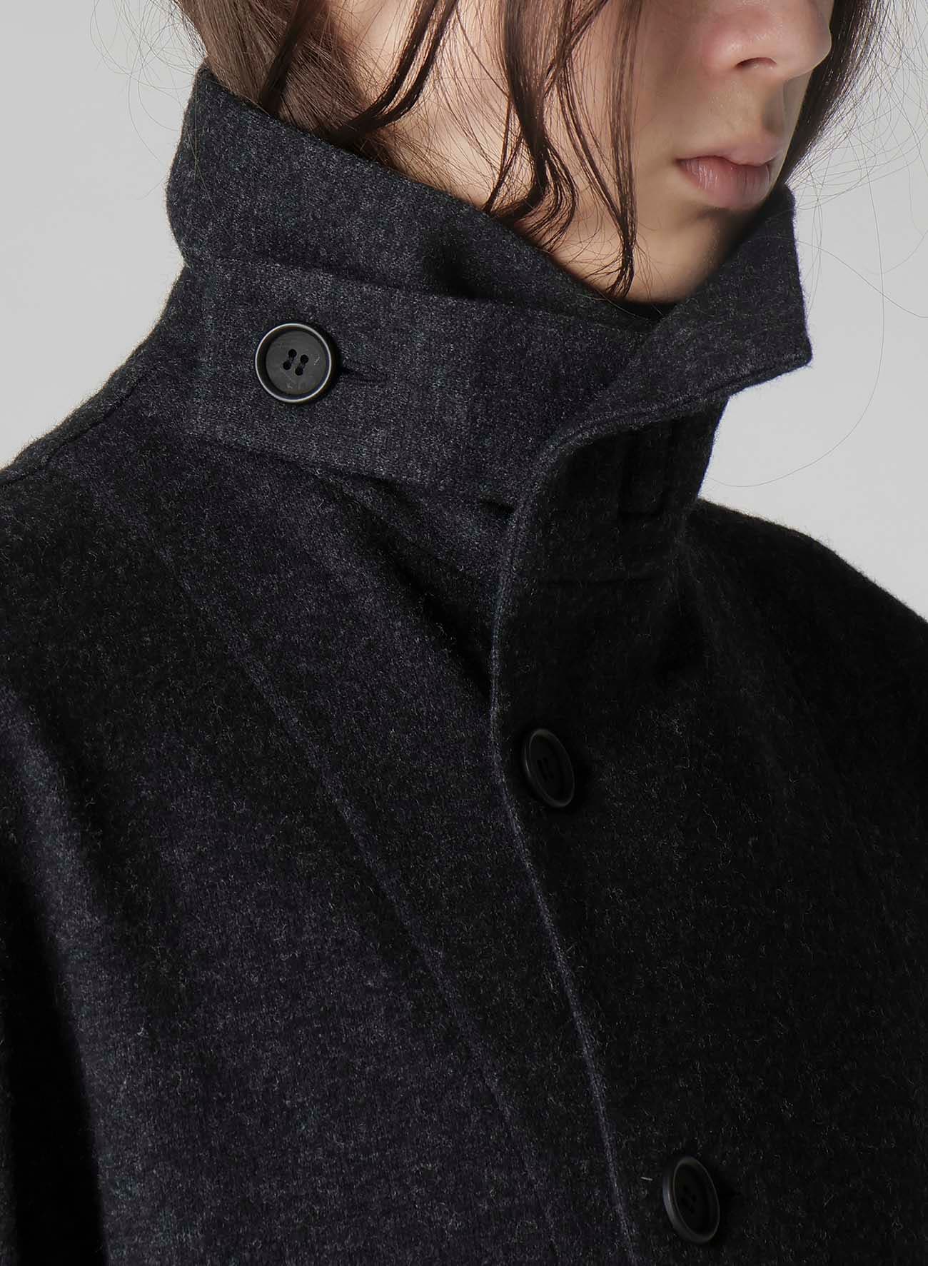WOOLLEN JERSEY HIGH NECK LONG COAT