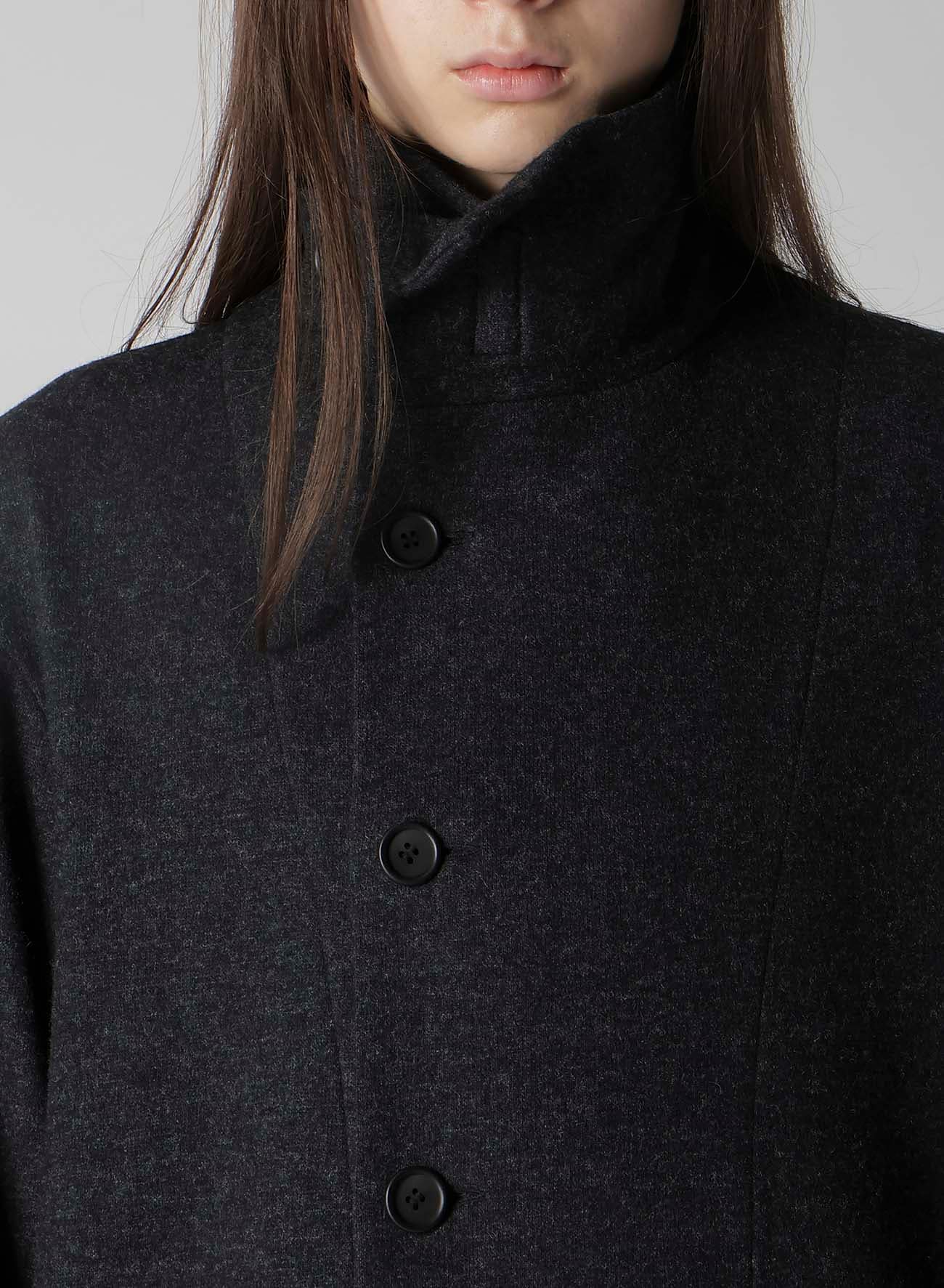 WOOLLEN JERSEY HIGH NECK LONG COAT