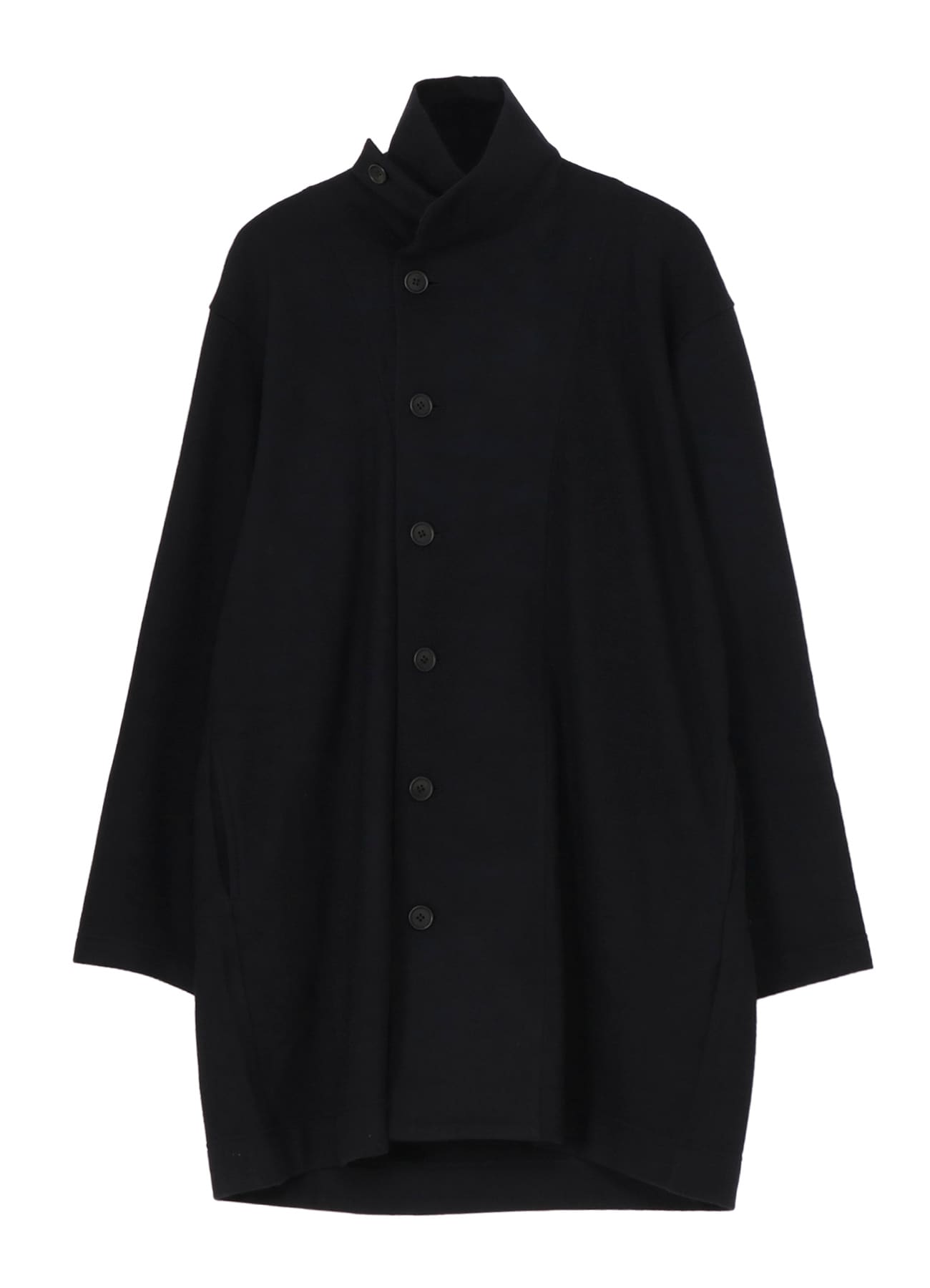 WOOLLEN JERSEY HIGH NECK LONG COAT