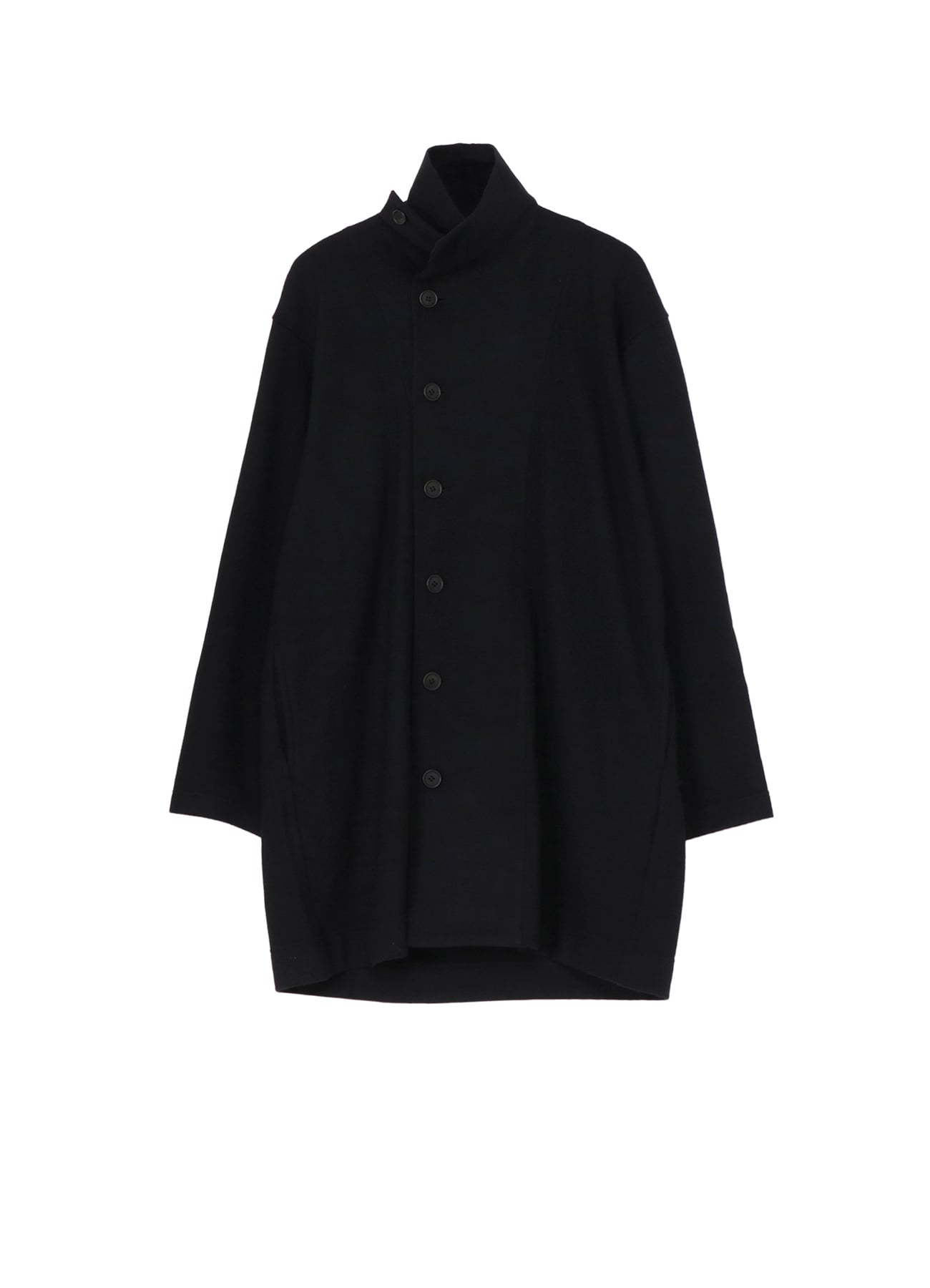 WOOLLEN JERSEY HIGH NECK LONG COAT