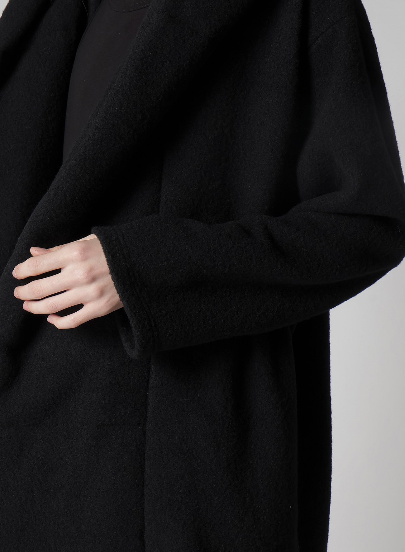BOUCLE SINGLE JERSEY PADDED HOODED COAT
