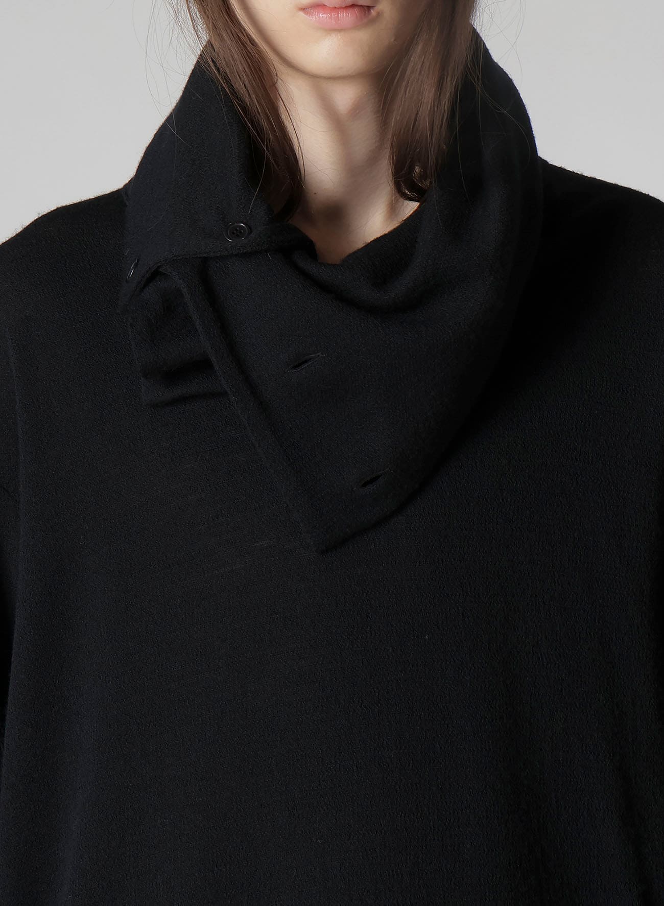 WOOL HOUNDSTOOTH JACQUARD HIGH NECK LONG SLV T