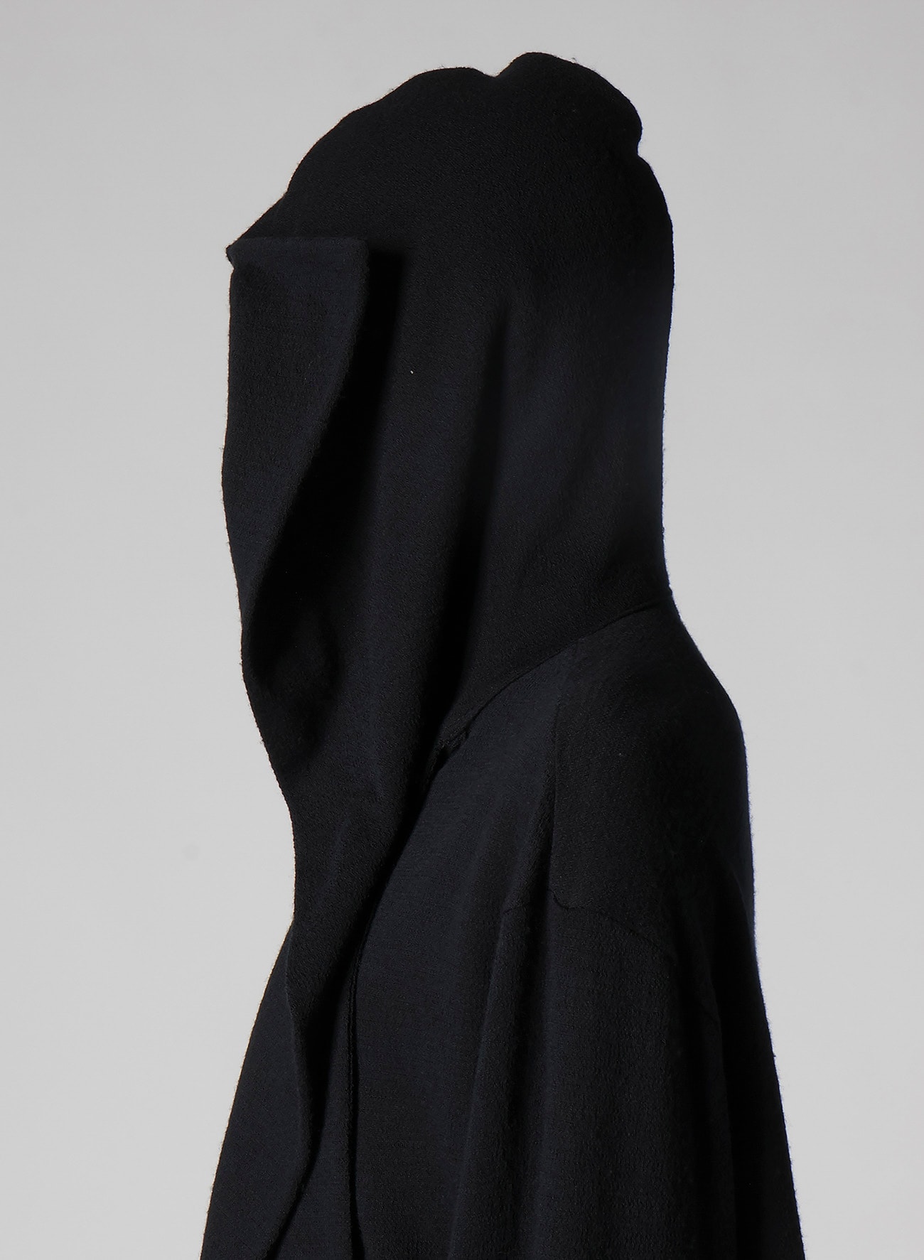 WOOL HOUNDSTOOTH JACQUARD HENLEY NECK HOOD T