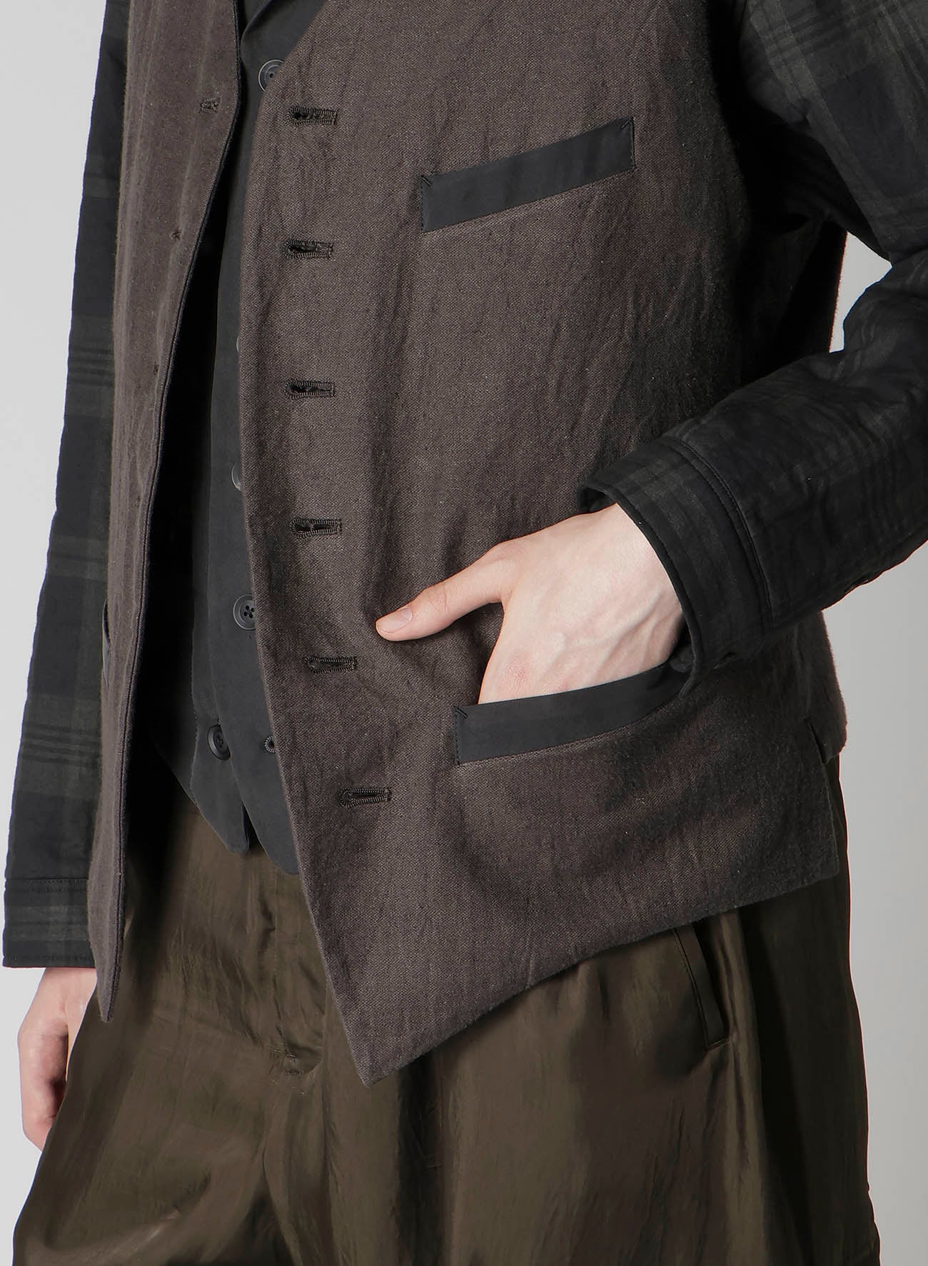 COTTON LINEN DOUBLE VEST WITH LINER