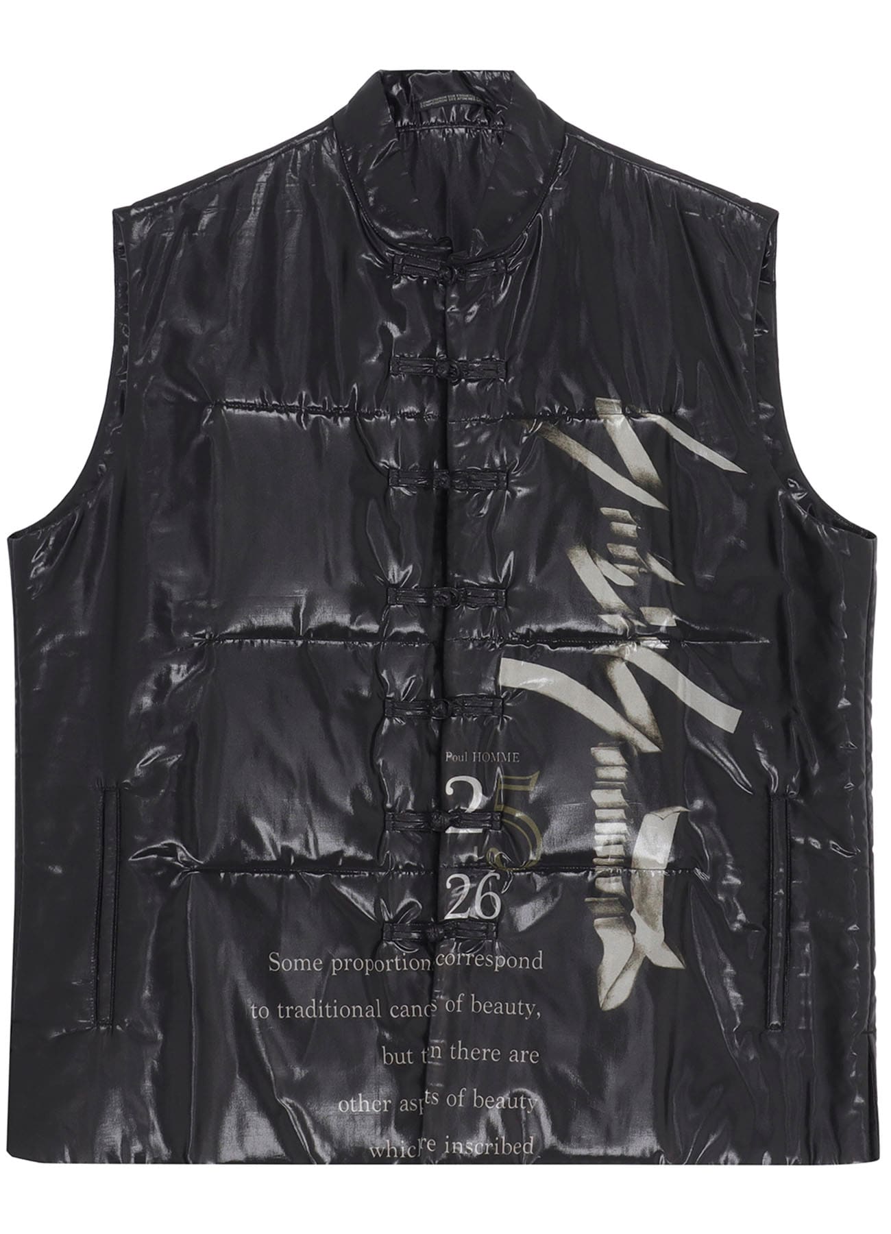 PAPER LOGO PRINTED CHINESE COLLAR VEST